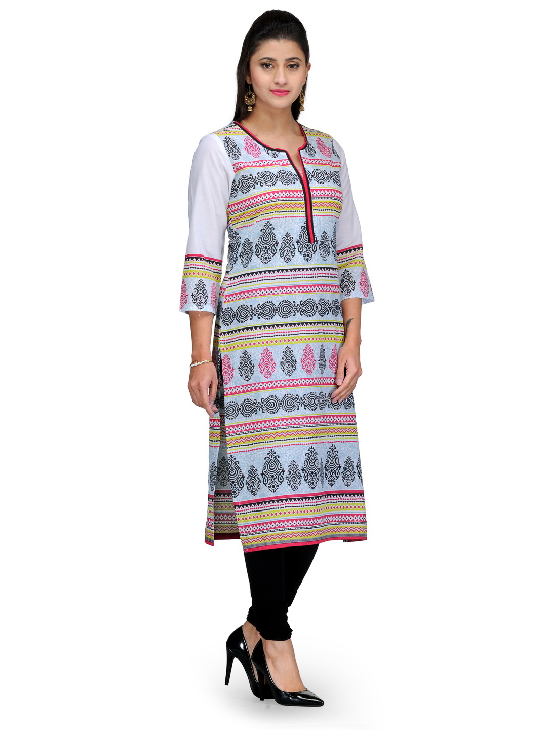 White Cotton Straight Kurta image number 1