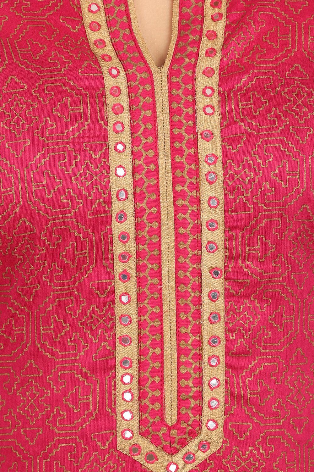 Pink Cotton Straight Kurta image number 4
