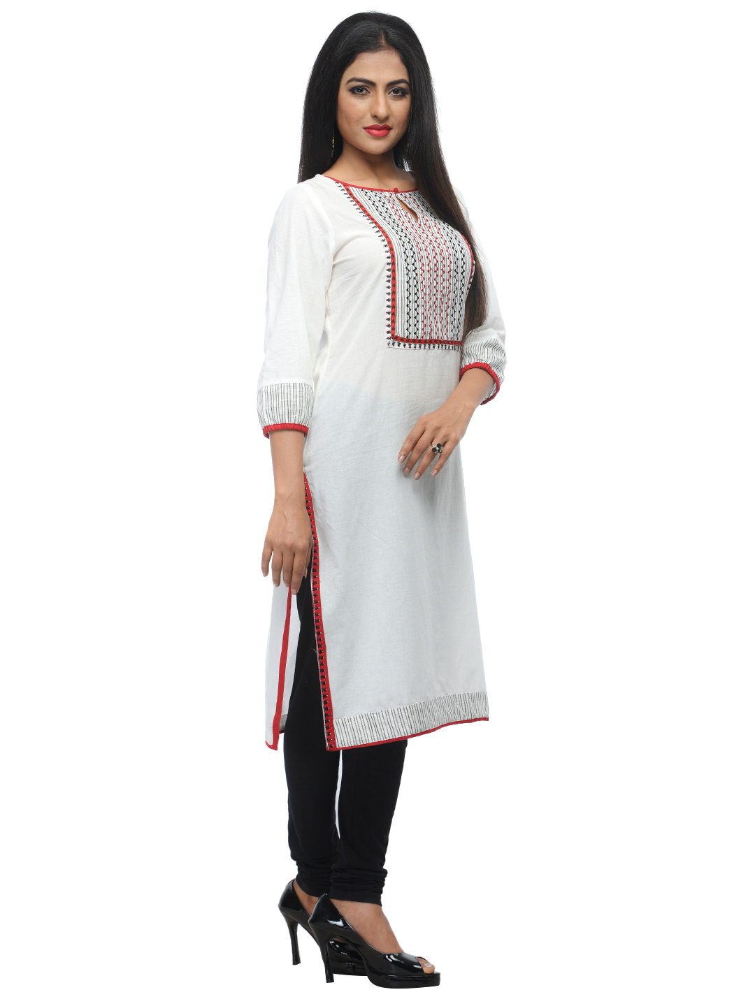 White Cotton Straight Kurta image number 2