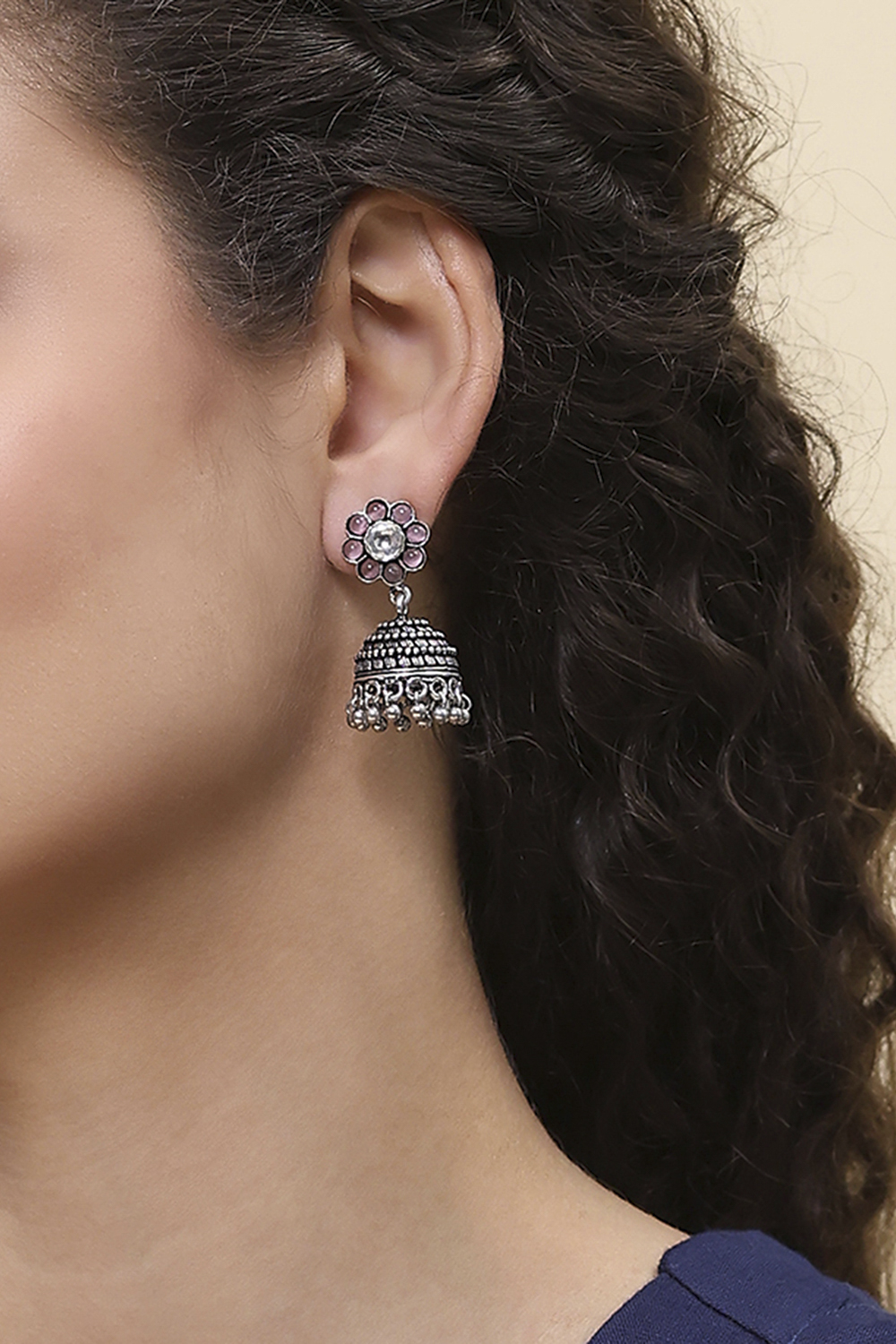 Pink Brass Jhumka image number 1