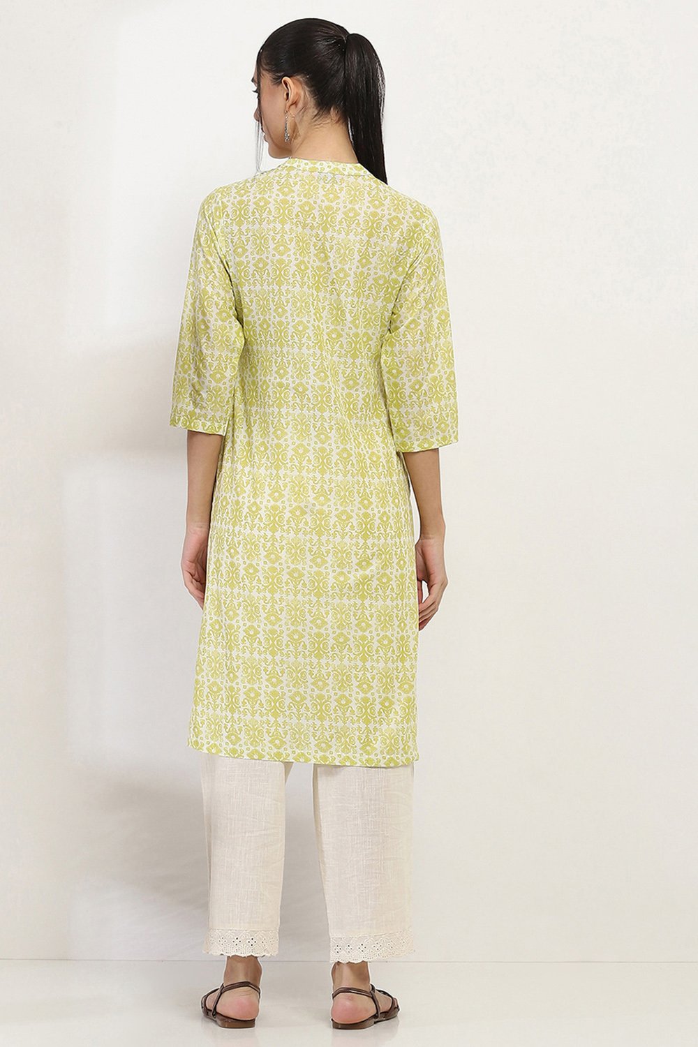 Grey Cotton Straight Kurta image number 3