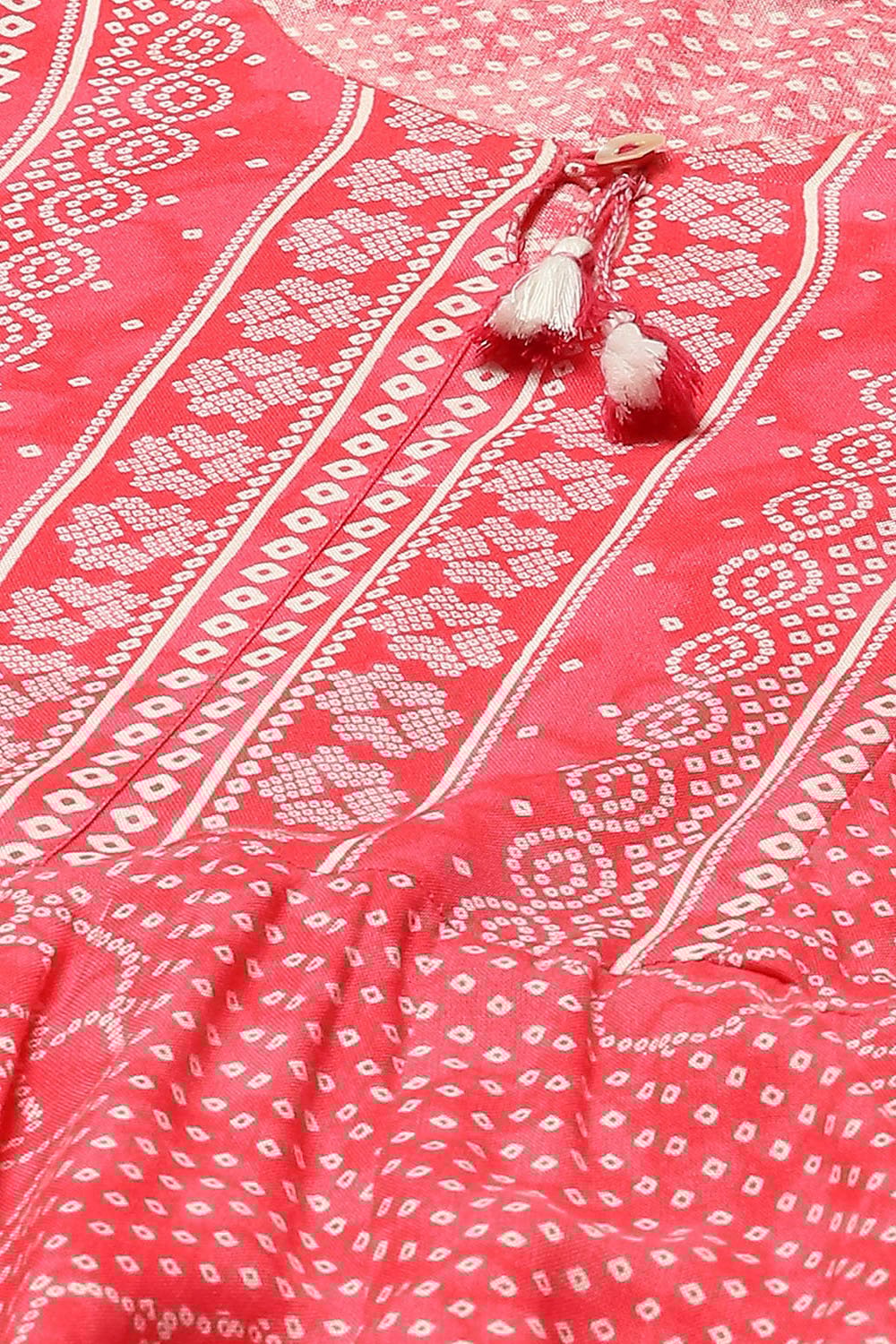 Pink LIVA Straight Printed Kurta image number 1