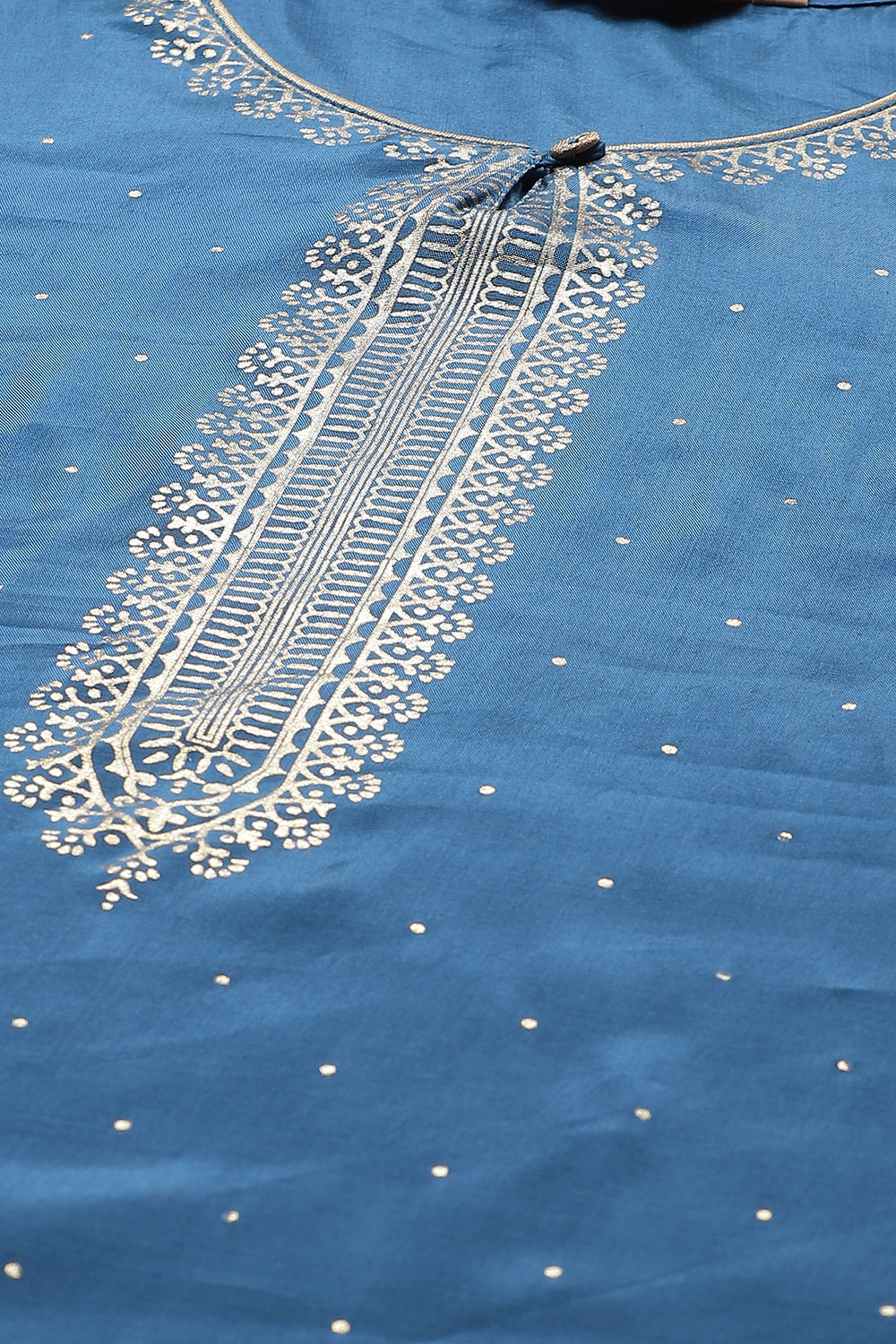 Teal Blue Viscose Straight Suit Set image number 1