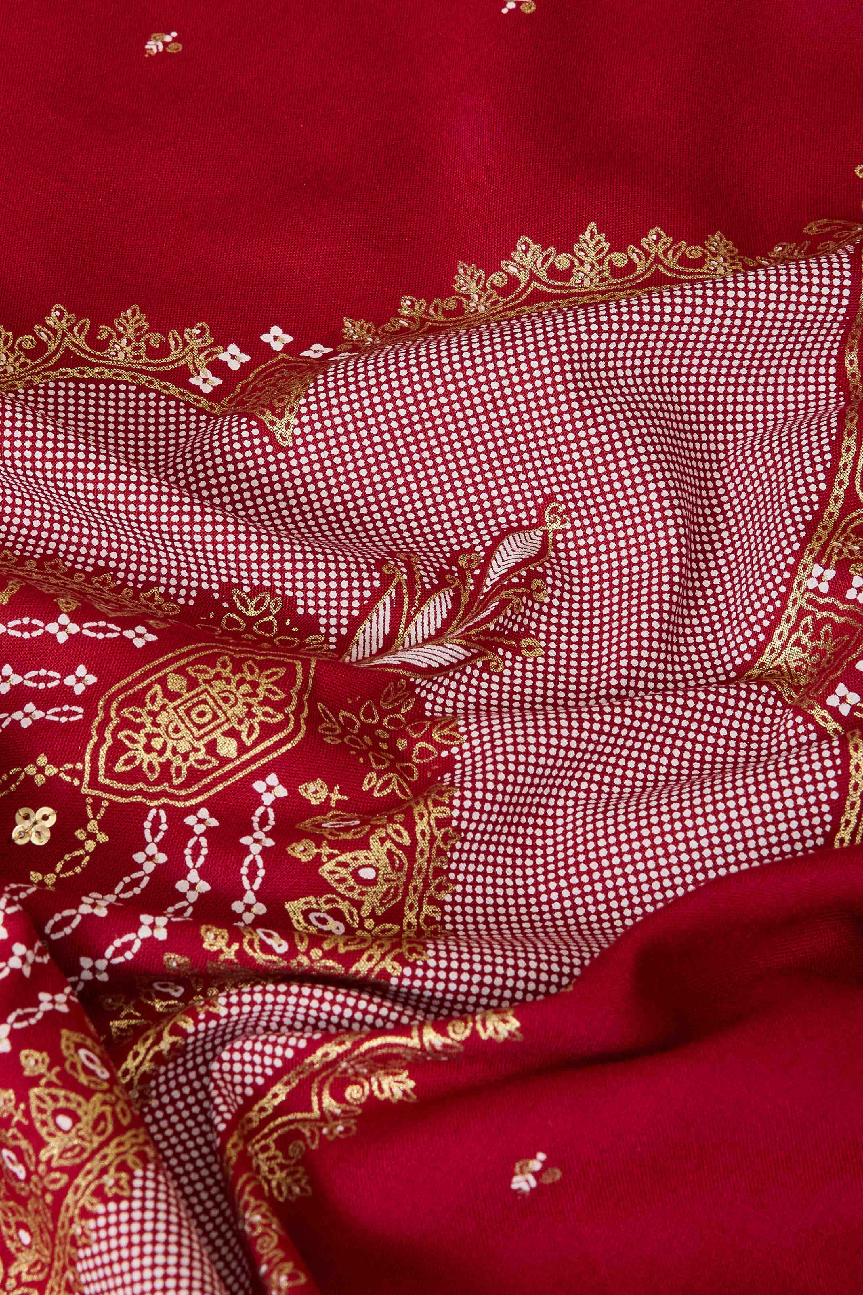 Red Viscose Rayon Straight Printed Kurta Pants Set image number 3