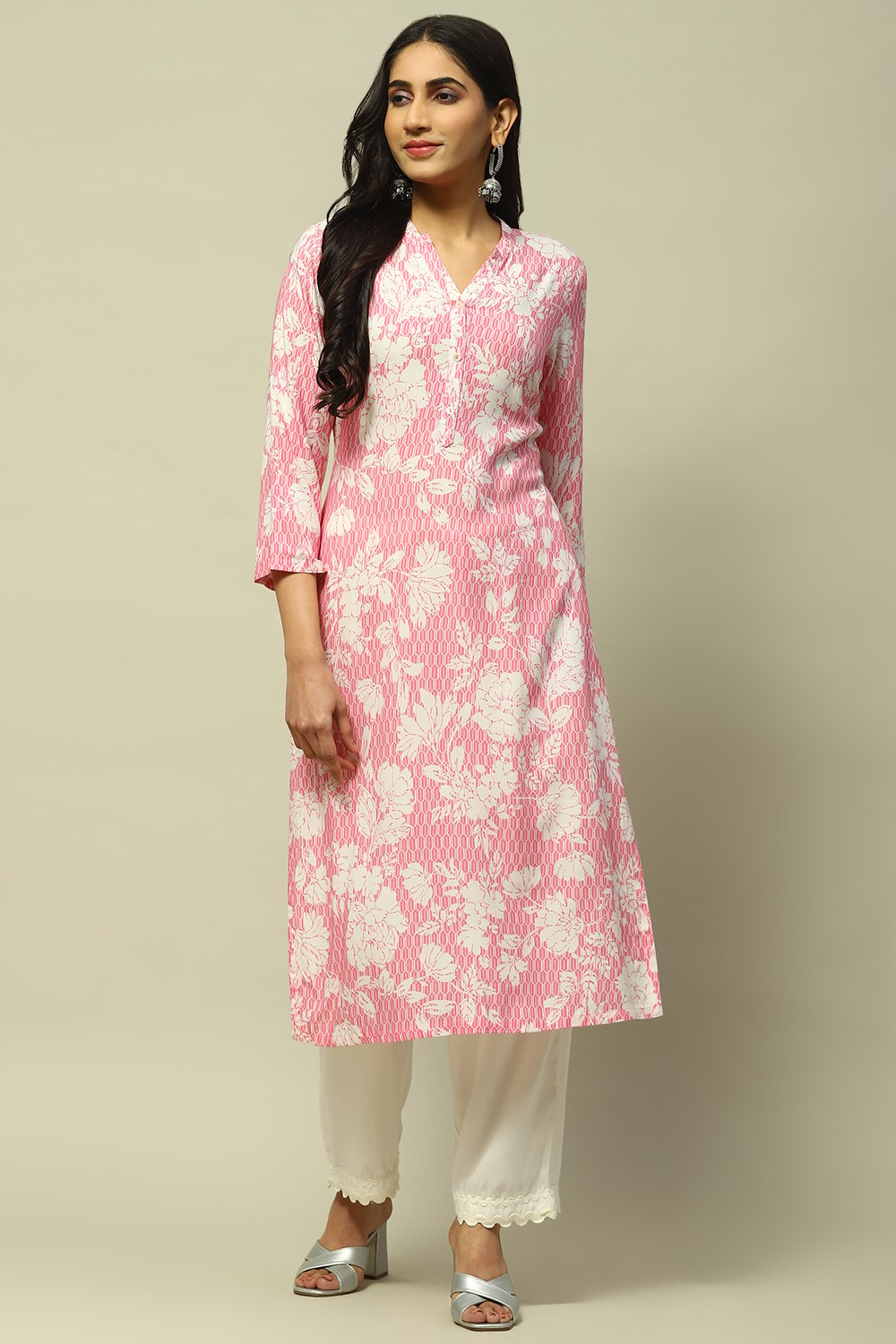 Pink Rayon Staight Kurta image number 5