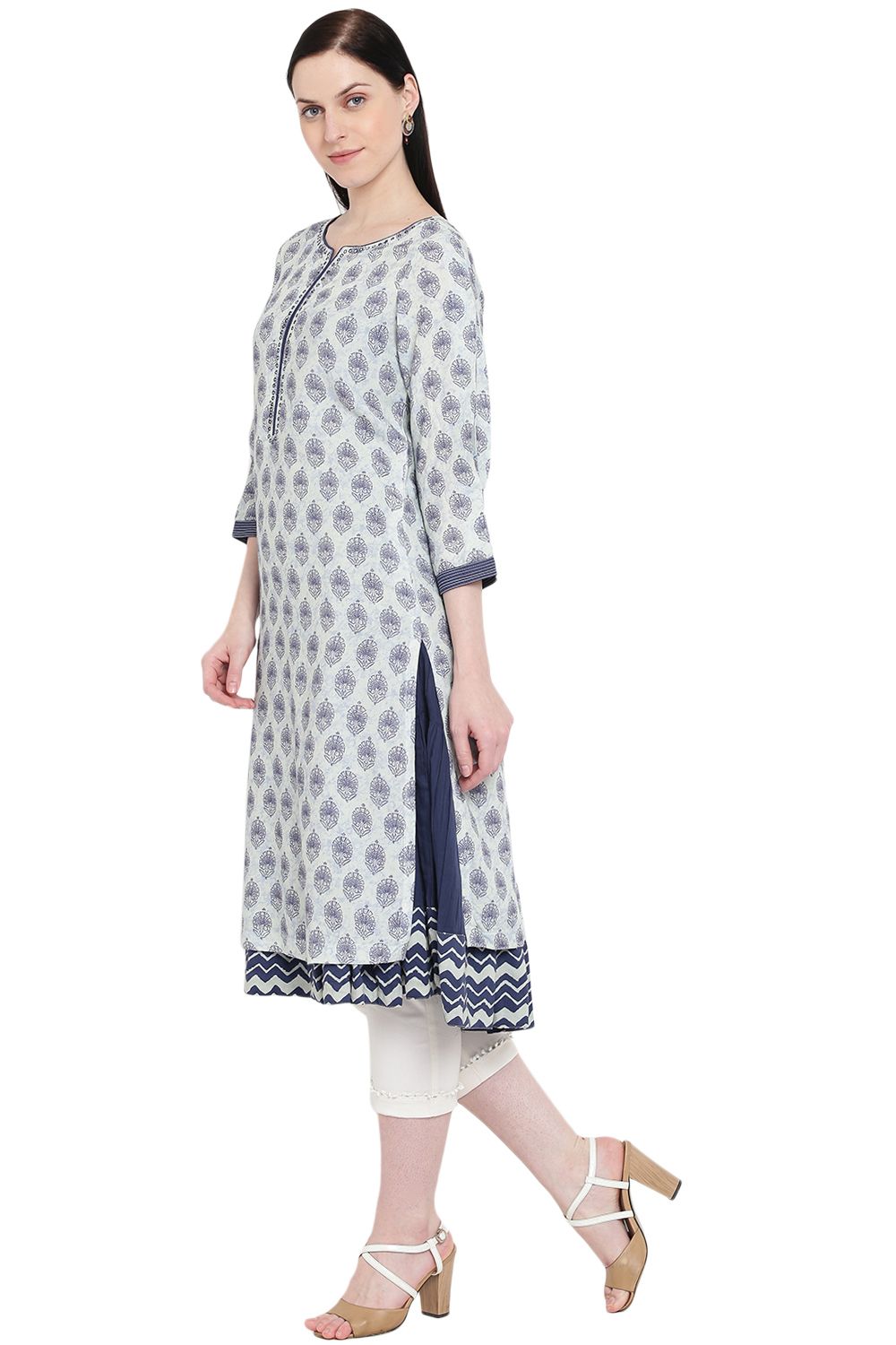Indigo Rayon Straight Kurta image number 2