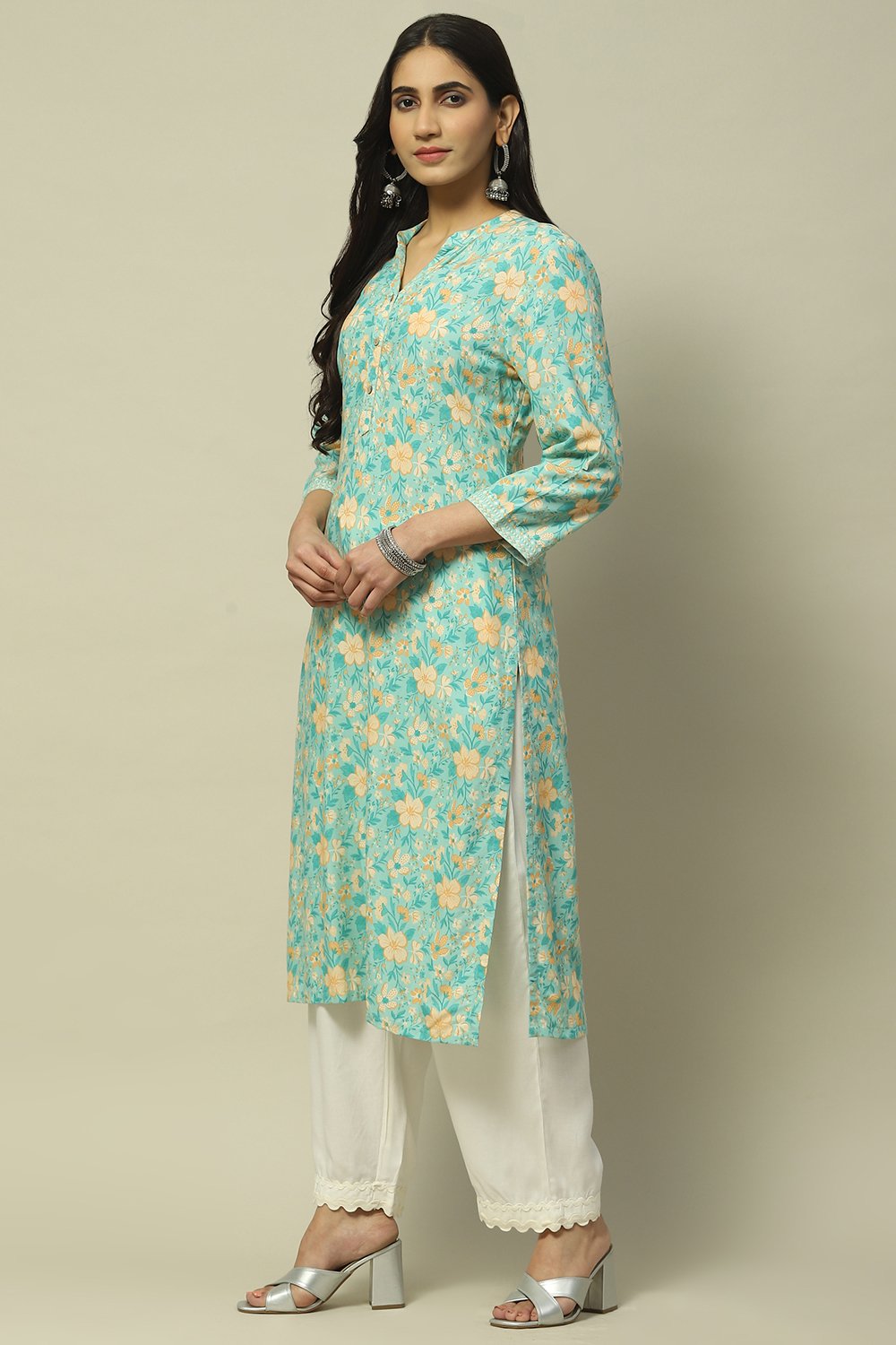 Pink Rayon Staight Kurta image number 2