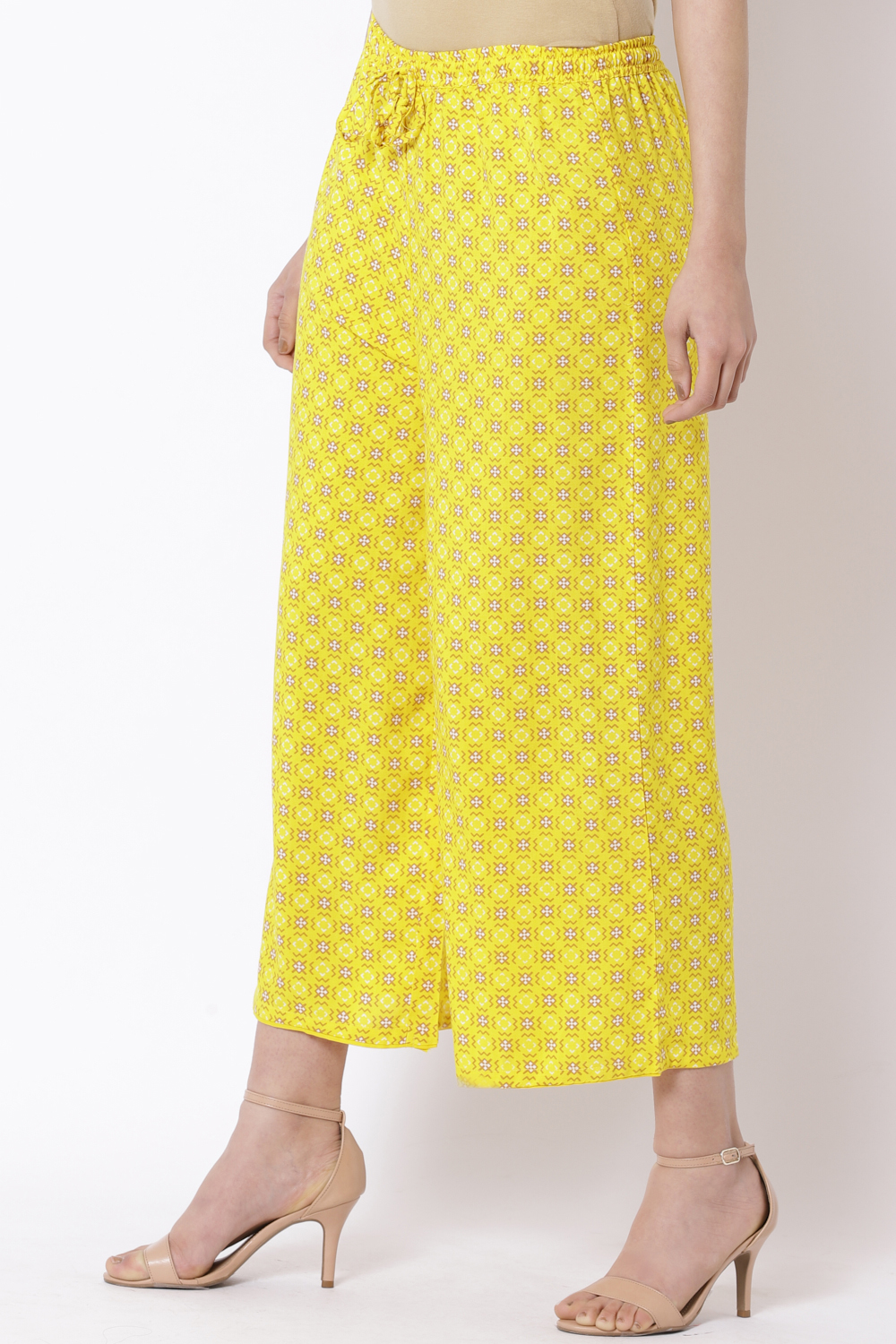 Yellow Viscose Printed Palazzo image number 3