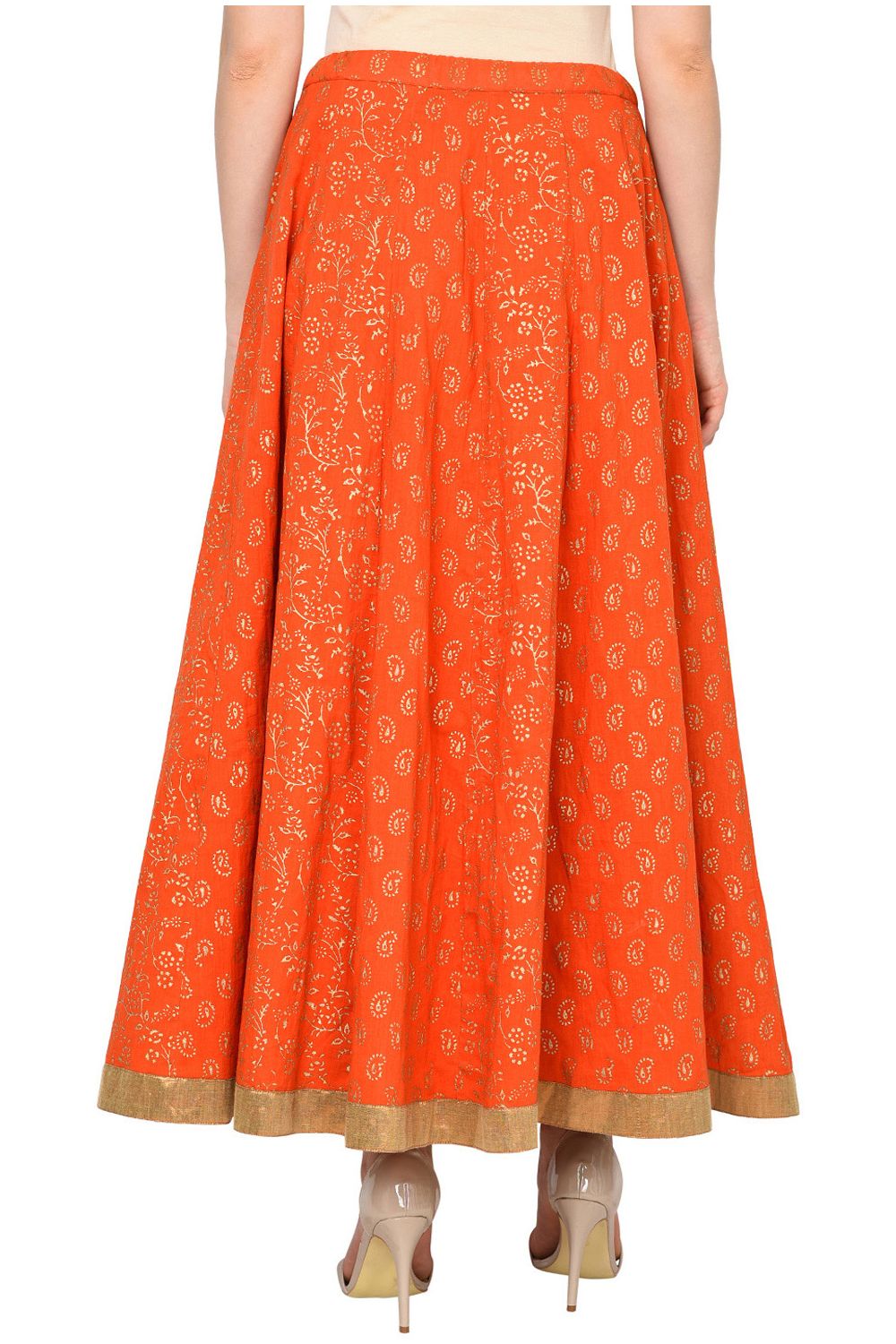 Orange Cotton Skirt image number 4