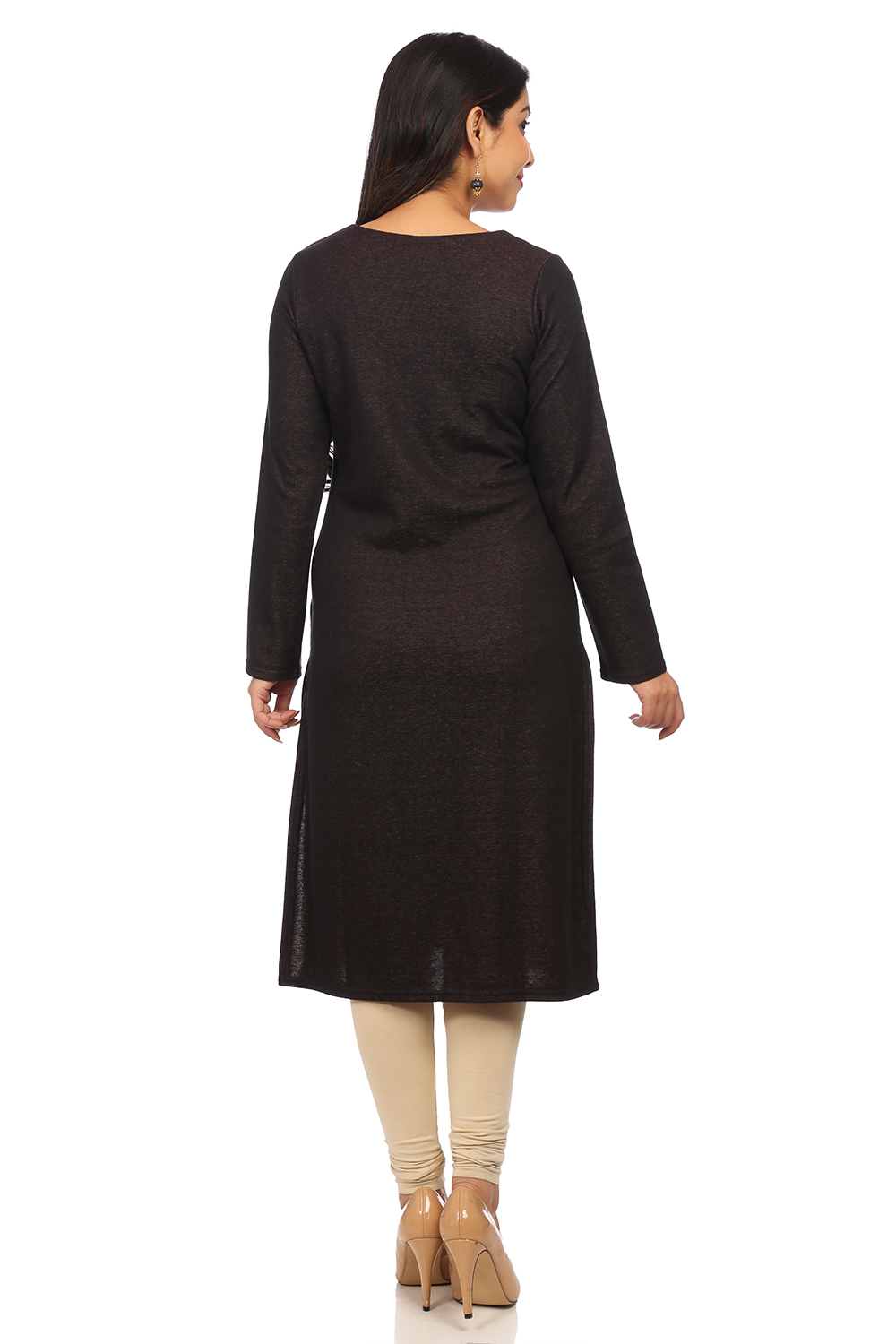 Mustard Poly Cotton Straight Kurta image number 3