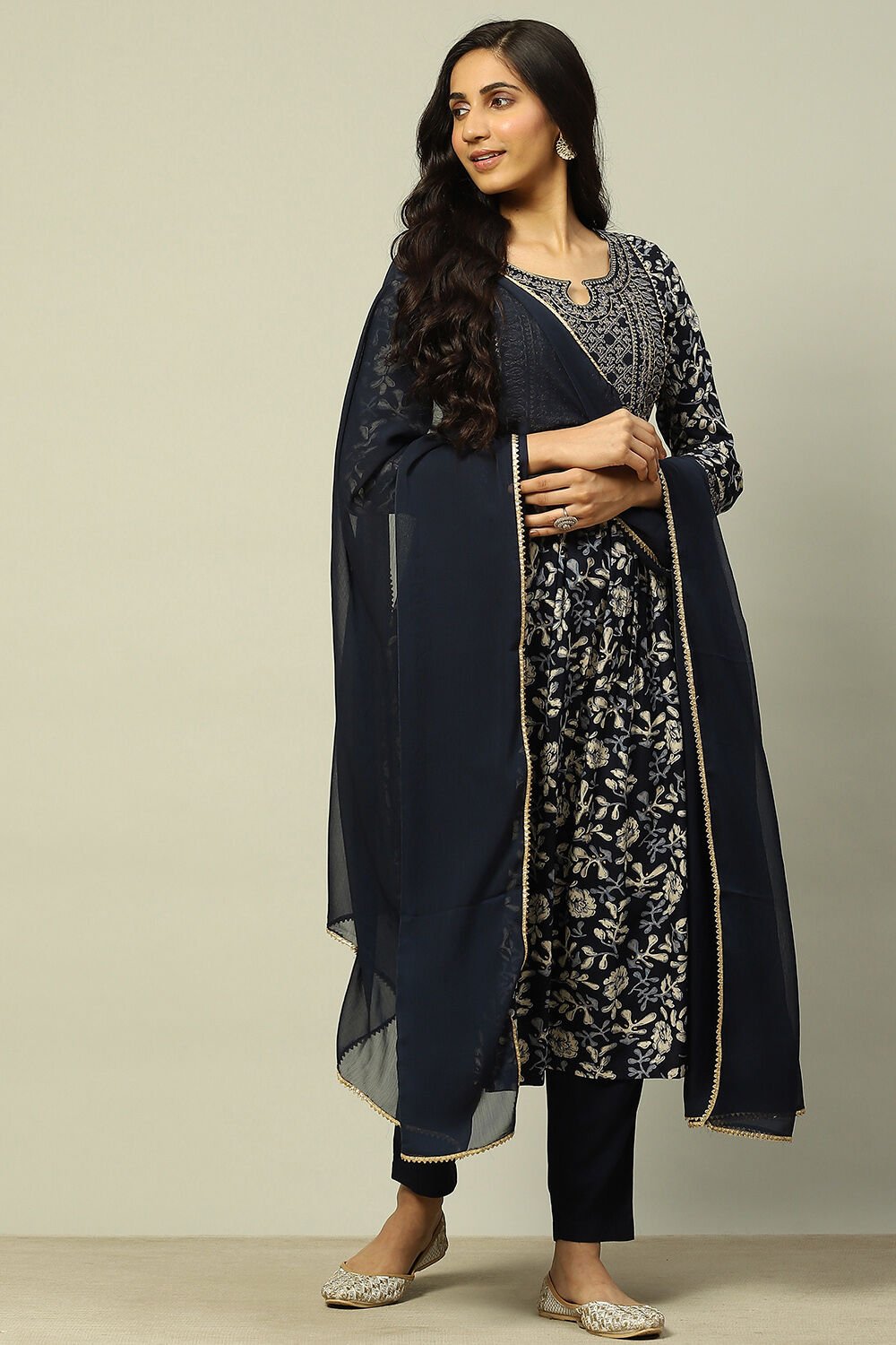Indigo Viscose Rayon Gathered Set image number 0