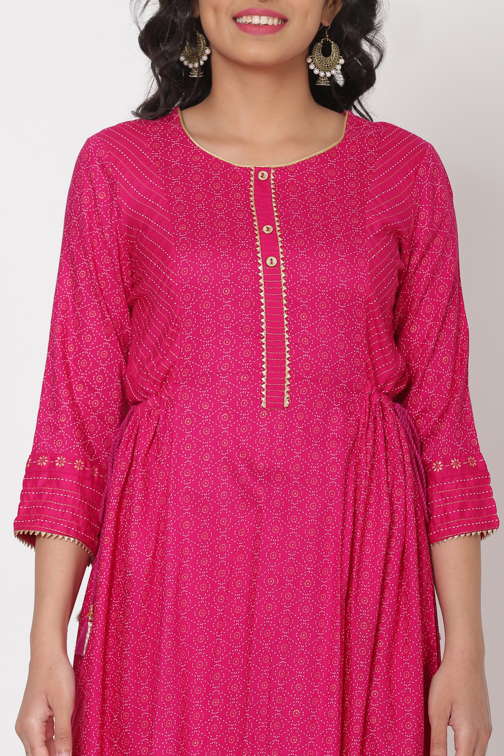 Pink Viscose Rayon Flared Kurta image number 1