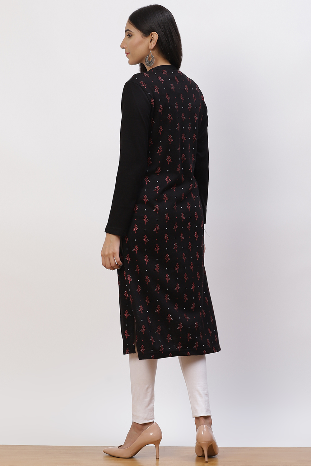 Black Acrylic Straight Kurta image number 5