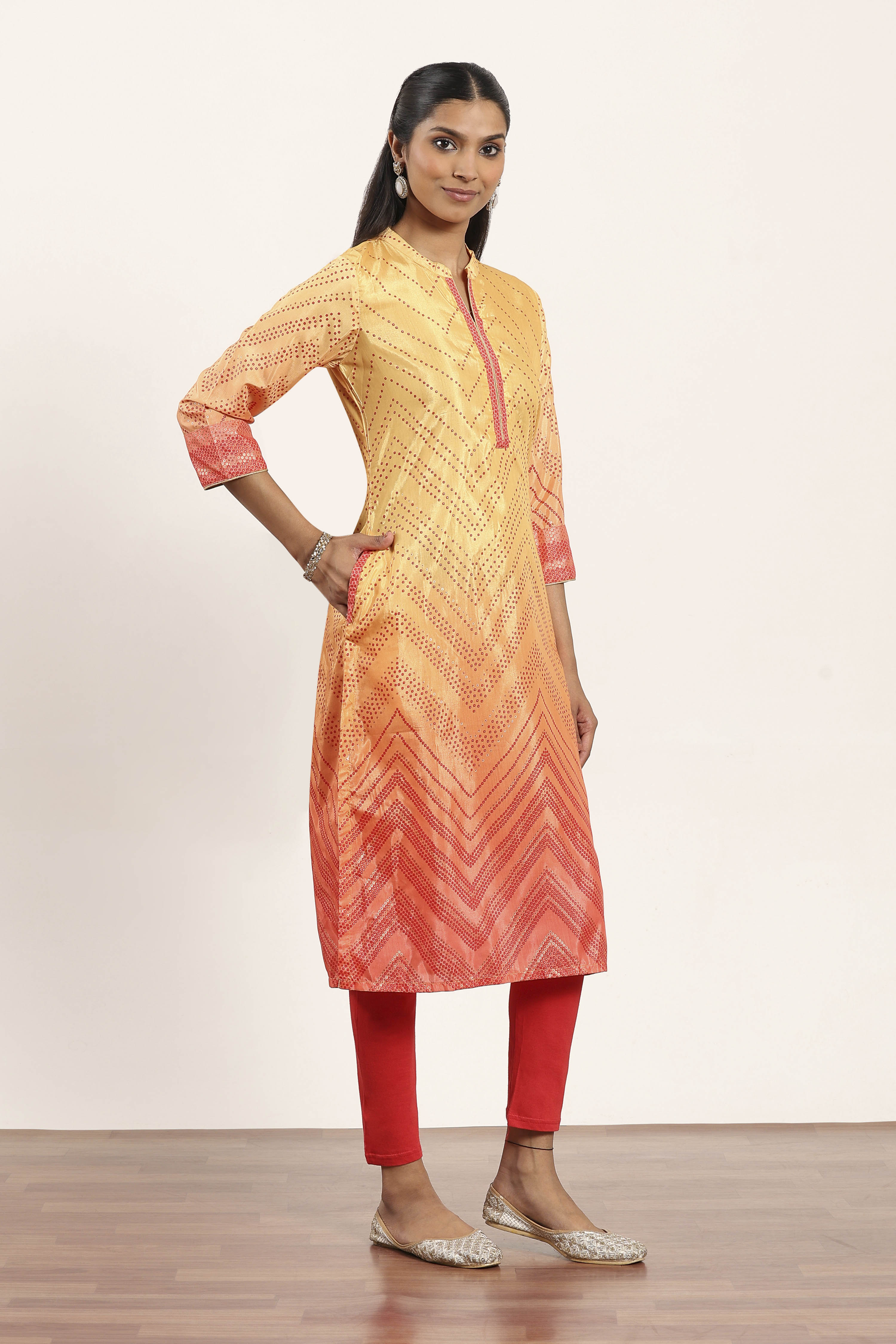 Mustard Polyester Straight Kurta Pants Set image number 5