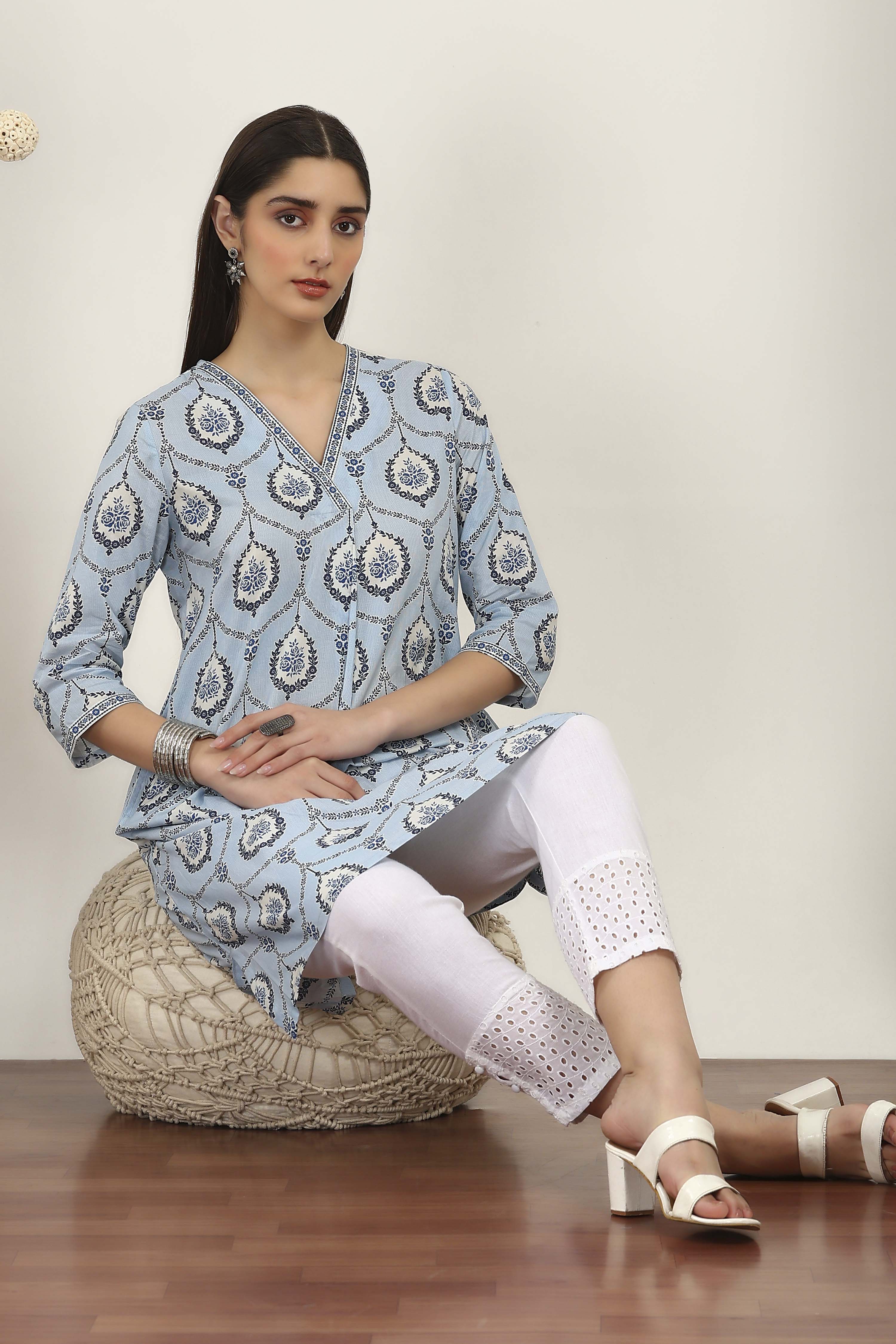 Blue Cotton Straight Kurtas image number 0