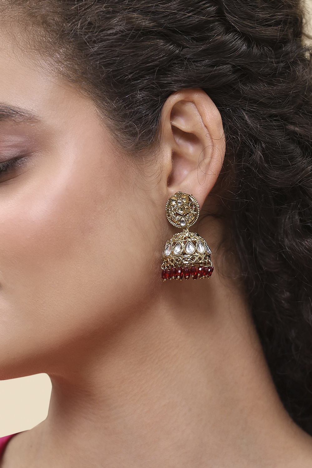 Red Alloy Jhumka image number 1