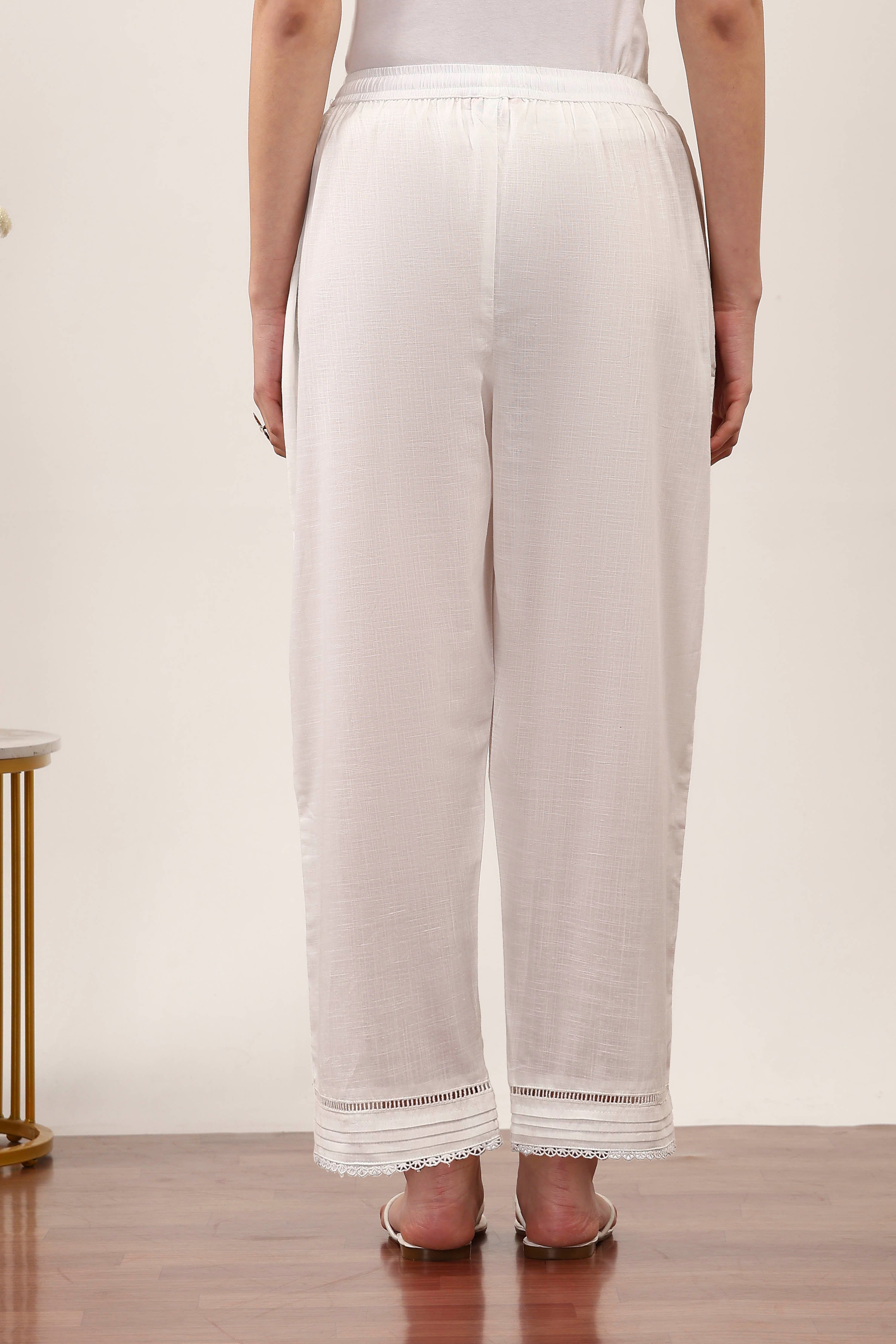 White Cotton Palazzos & Culottes image number 3