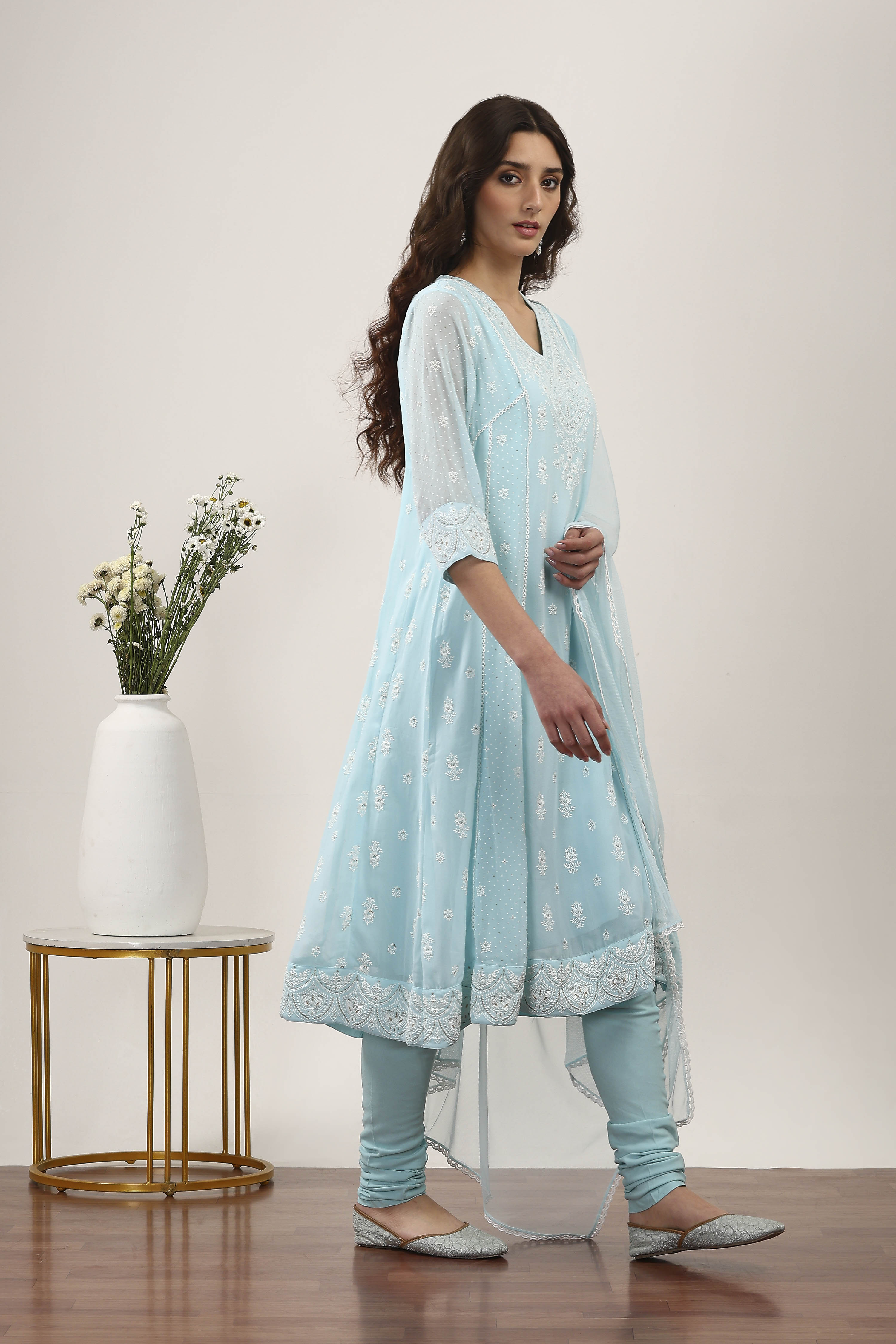 Blue Polyester Kalidar Suit Sets image number 7