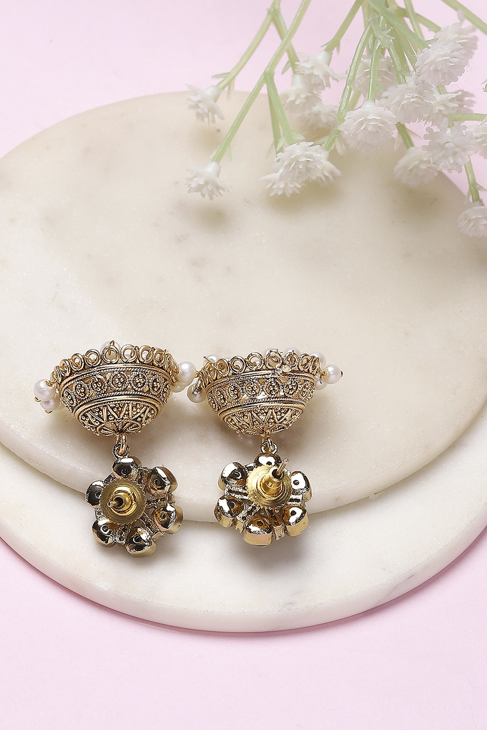 Red Brass Jhumka image number 2