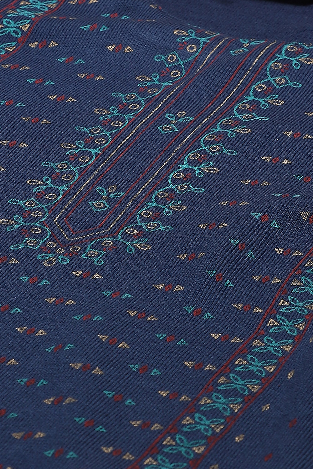Blue Acrylic Straight Kurta image number 1