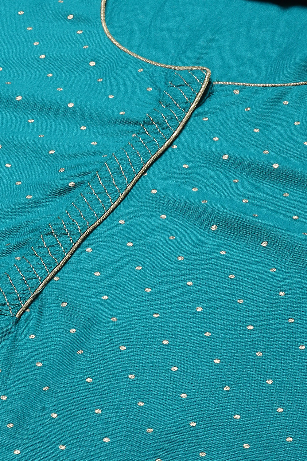 Turquoise LIVA Straight Kurta image number 1