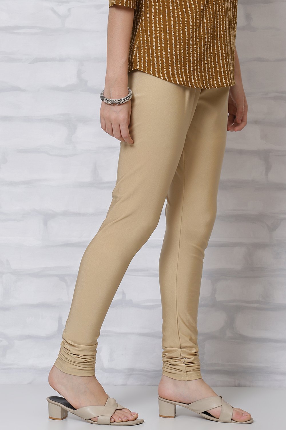 Gold Cotton Churidar image number 3