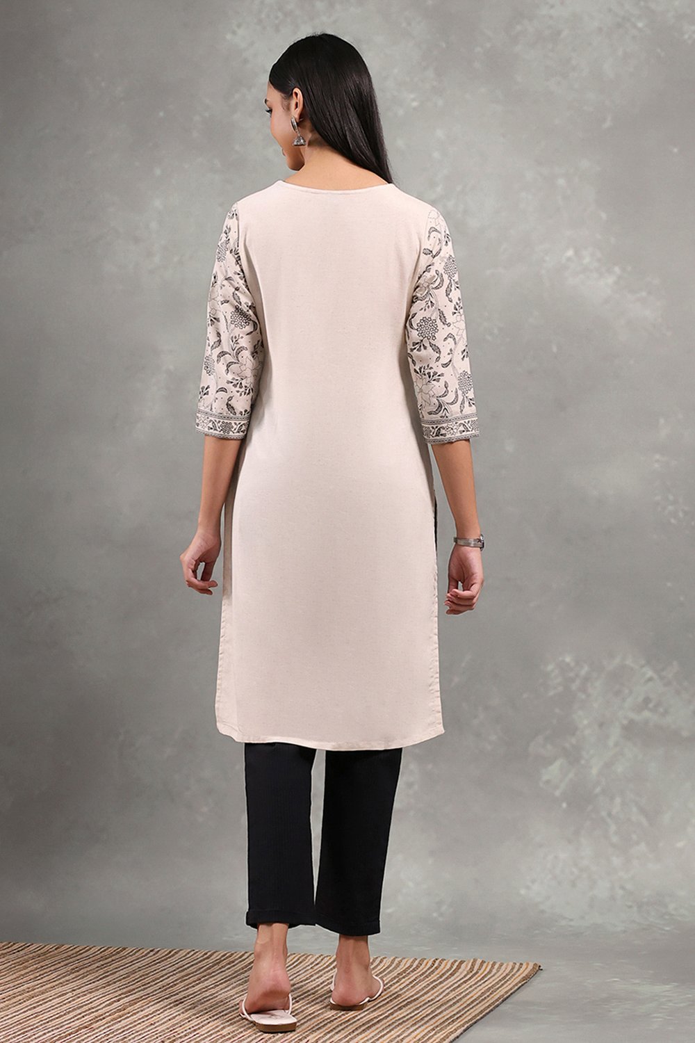 Natural Viscose Rayon Printed Straight Kurta image number 3