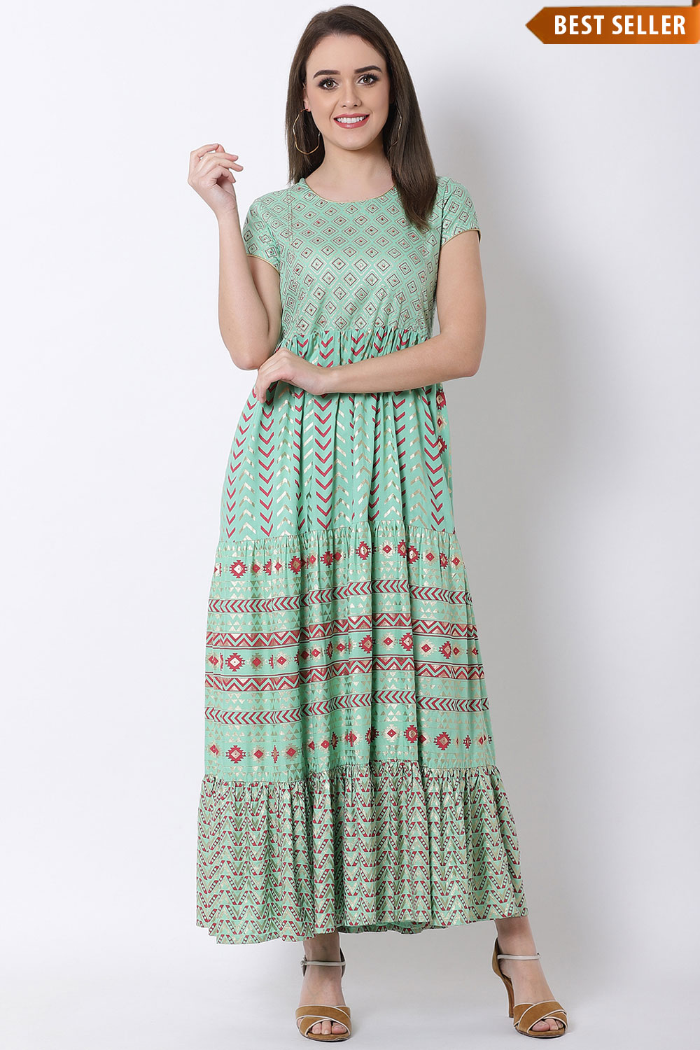 Mint Green Viscose Dress image number 0