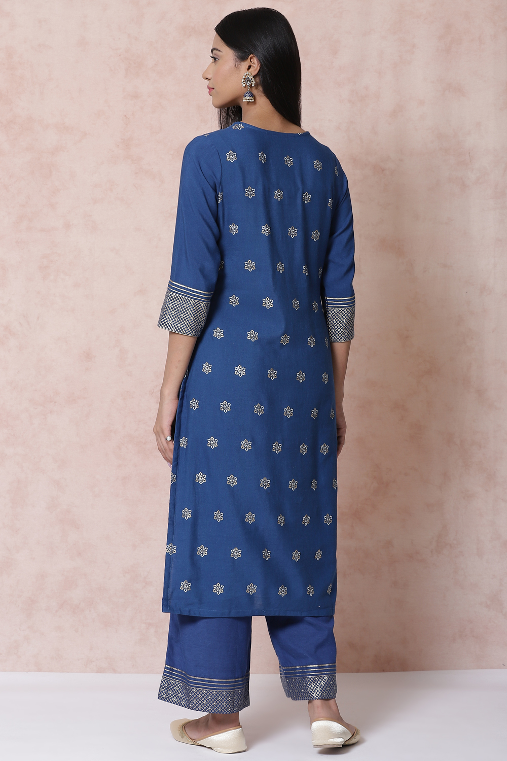 Indigo LIVA Straight Kurta image number 4