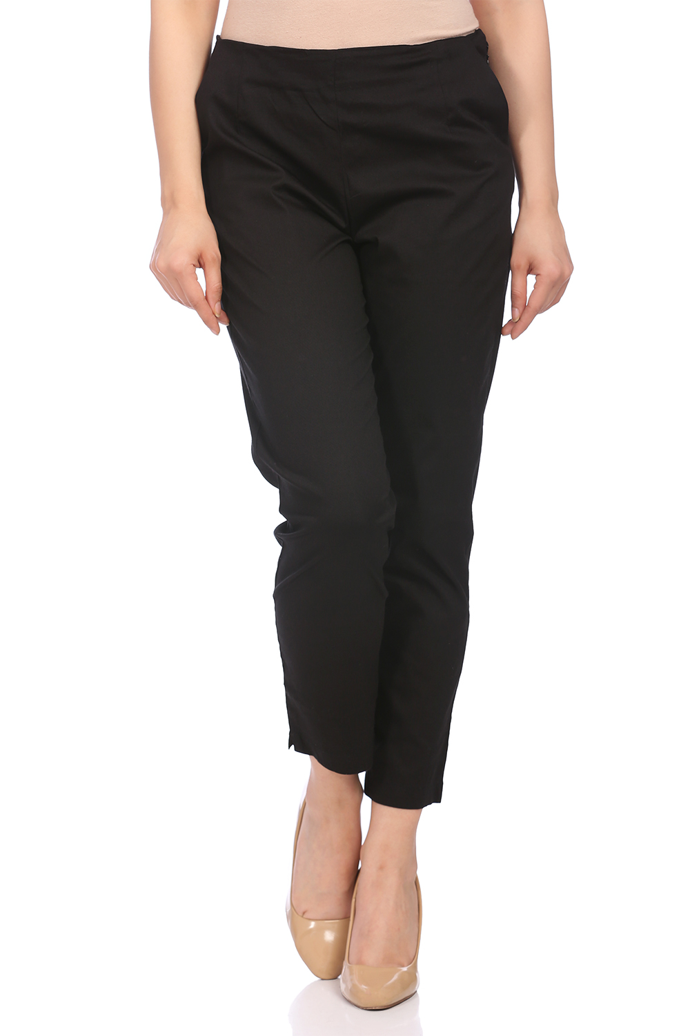 Navy-Blue Art Silk Slim Pants image number 0