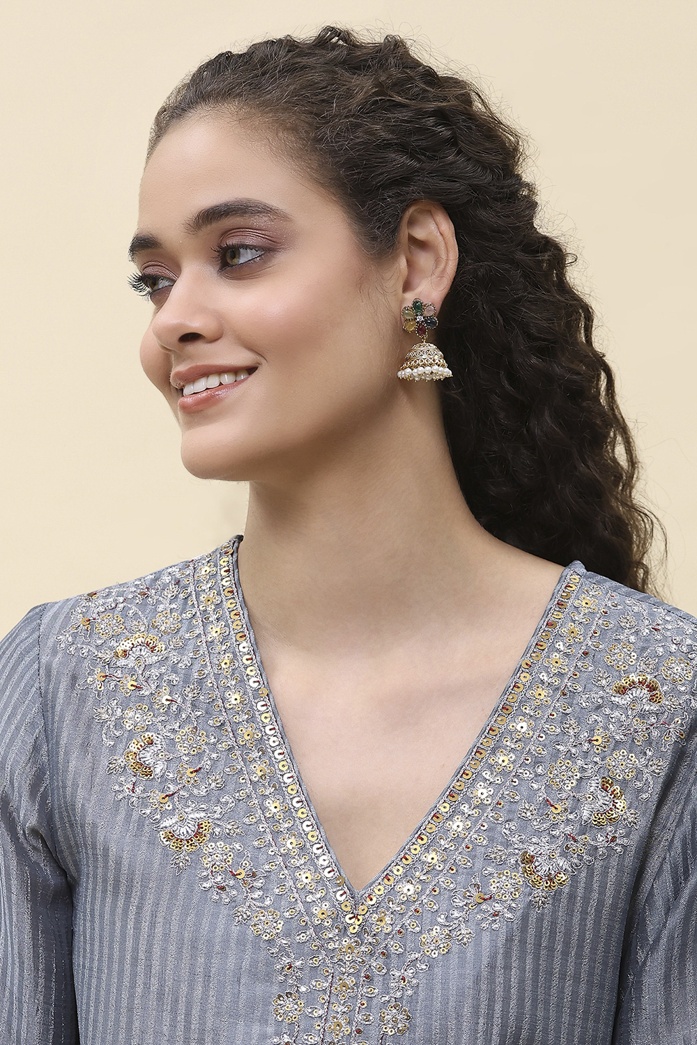 Multicolor Brass Jhumka image number 3