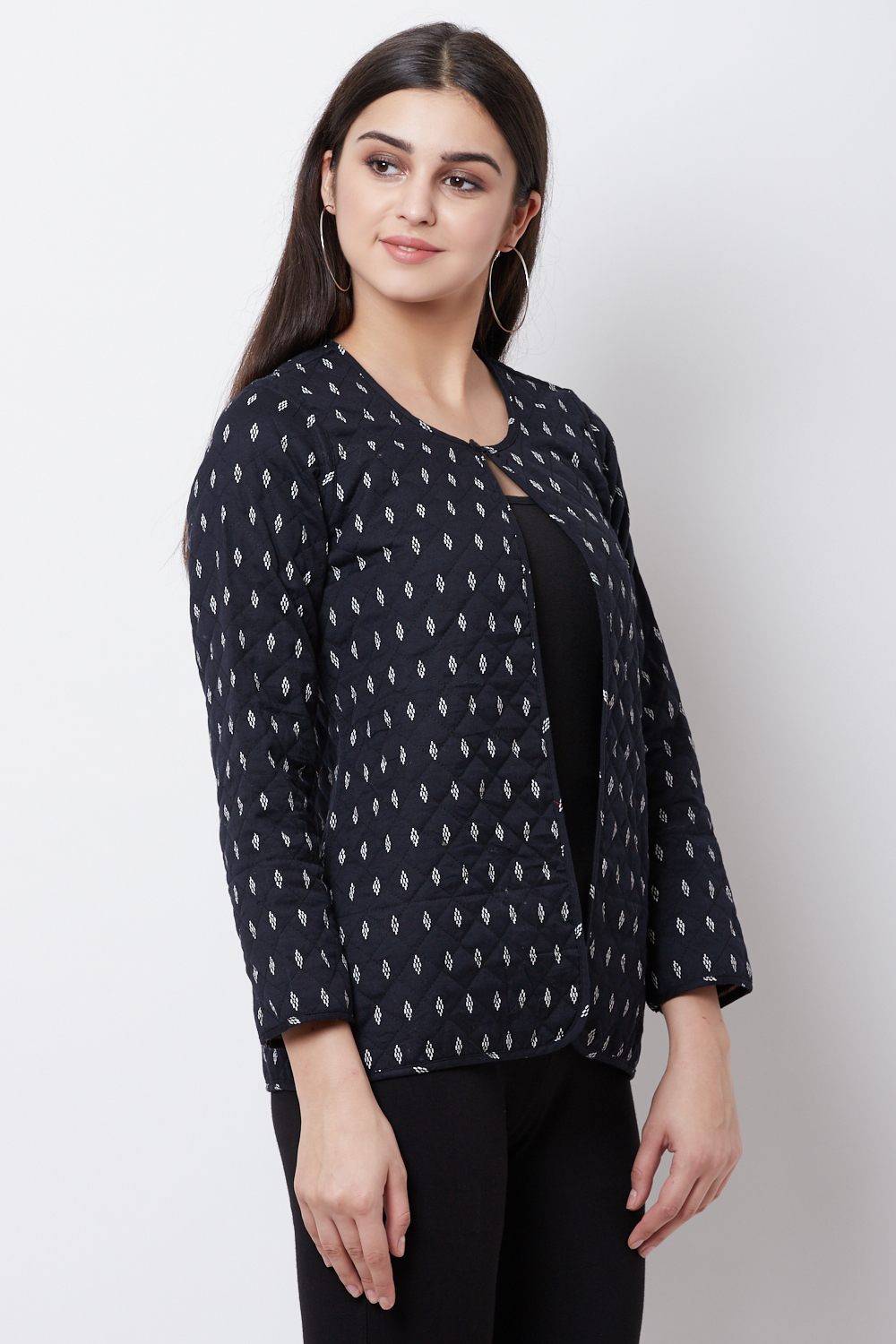 Black Cotton And Flex Straight Jacket image number 3