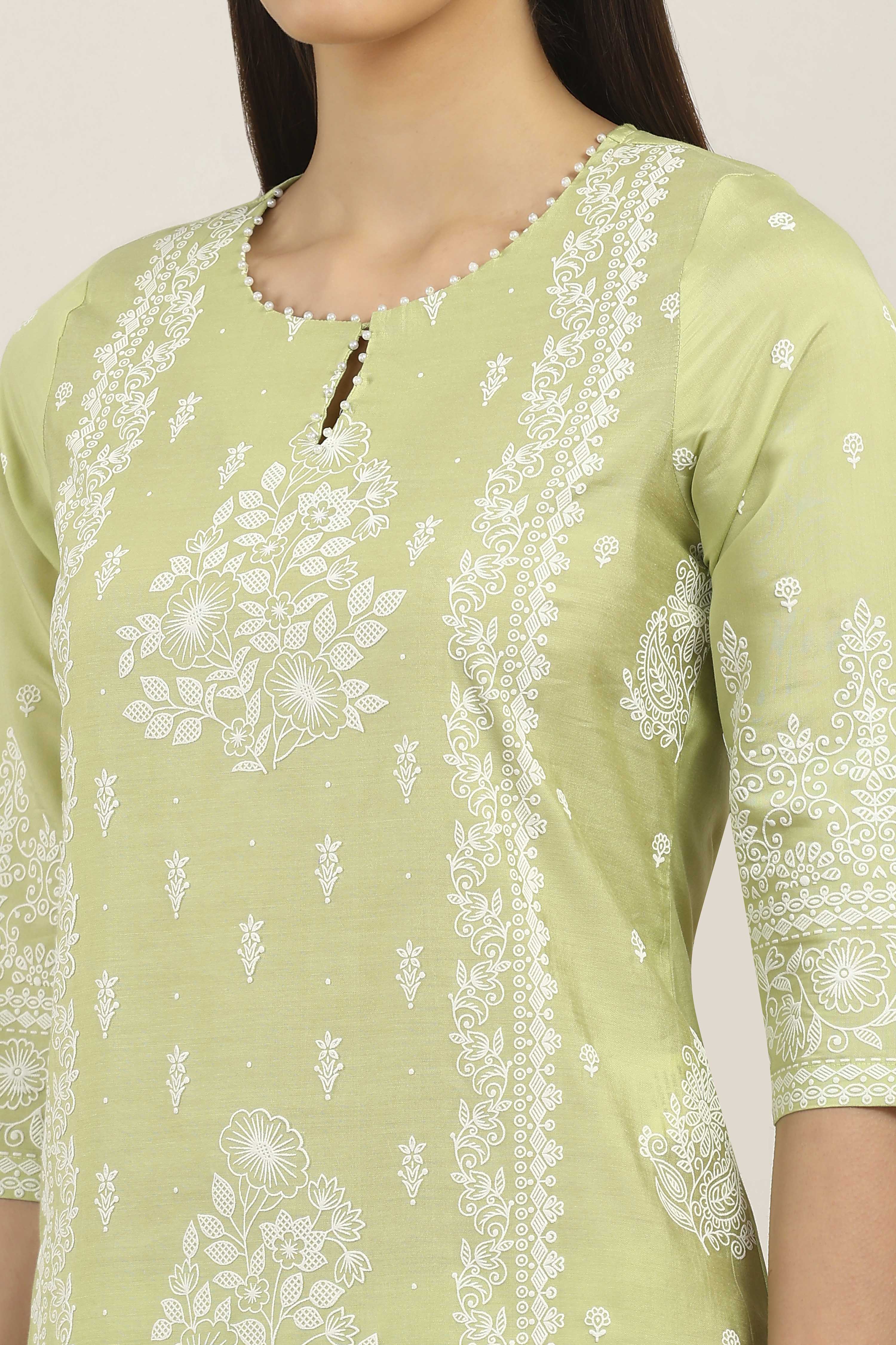 Yellow Viscose Polyester Straight Suit Sets image number 1