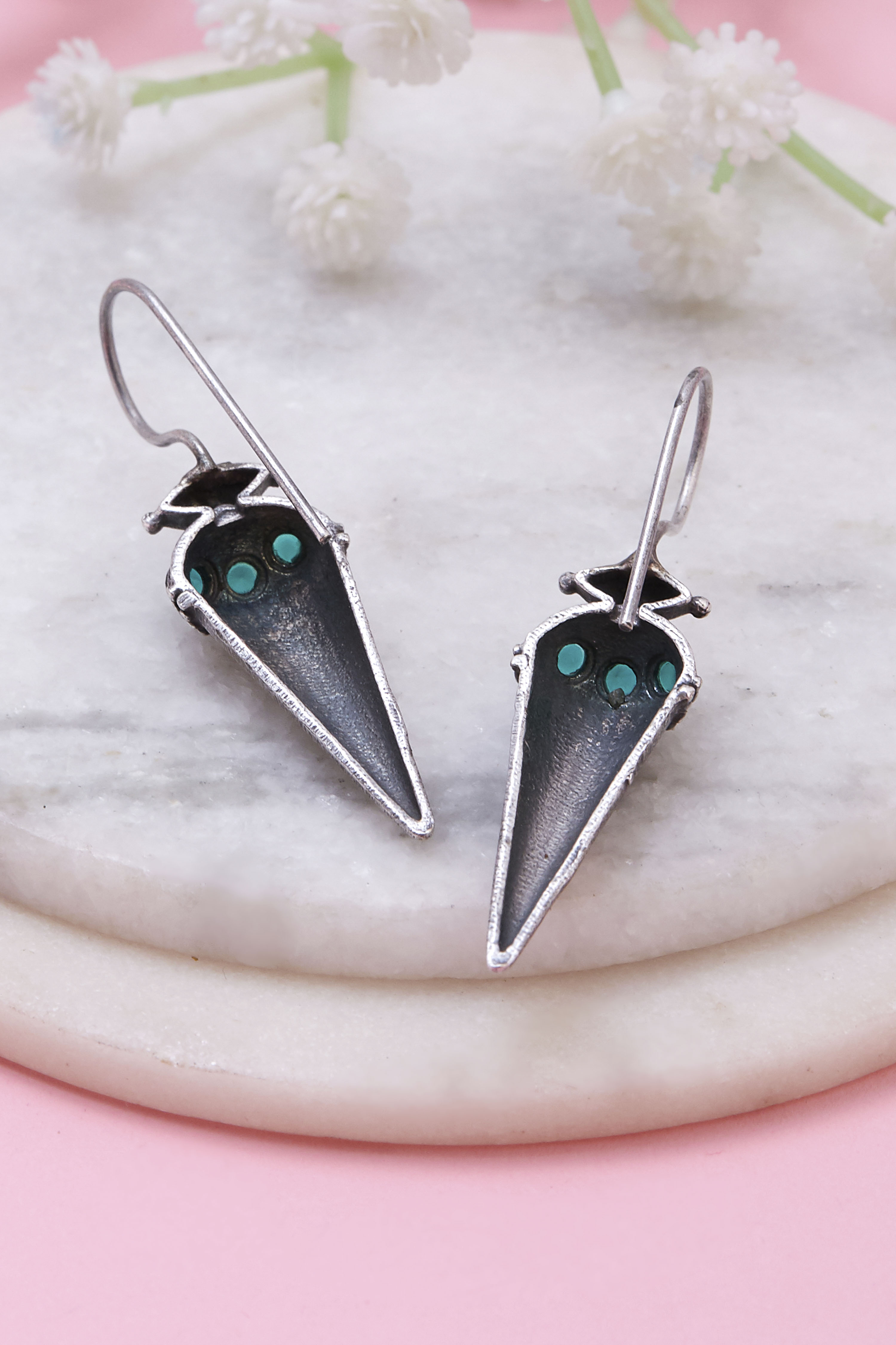 Green Brass Drop & danglers image number 2