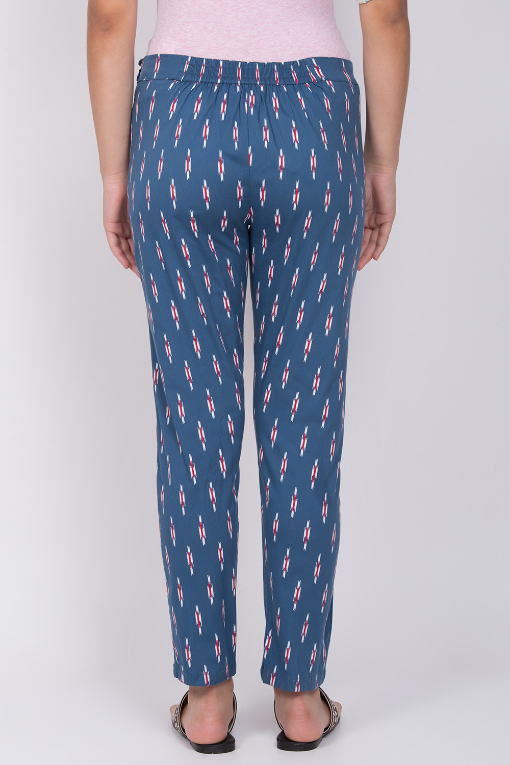 Teal Blue Poly Lycra Slim Pants image number 3