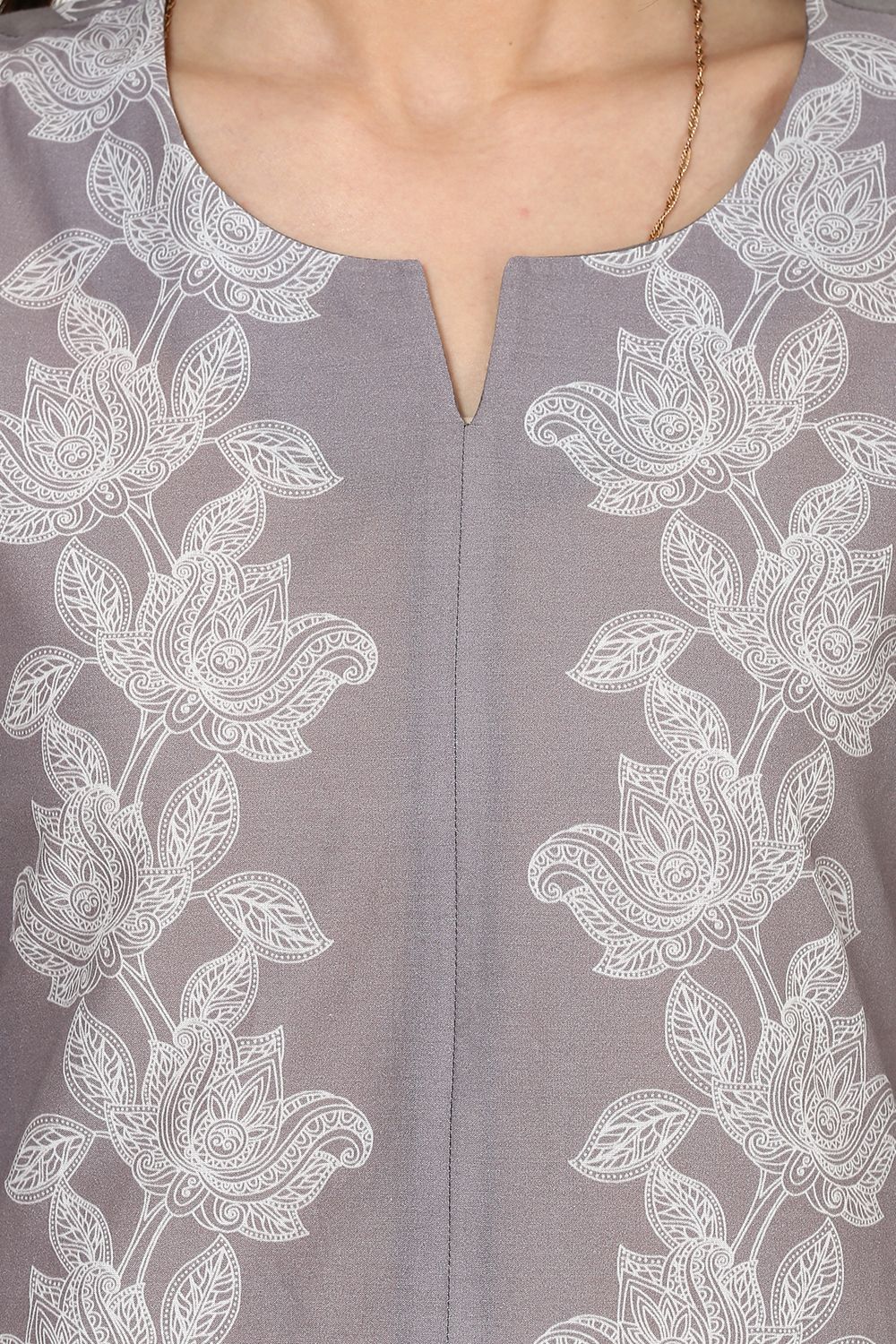 Grey Straight Cotton Kurta image number 1