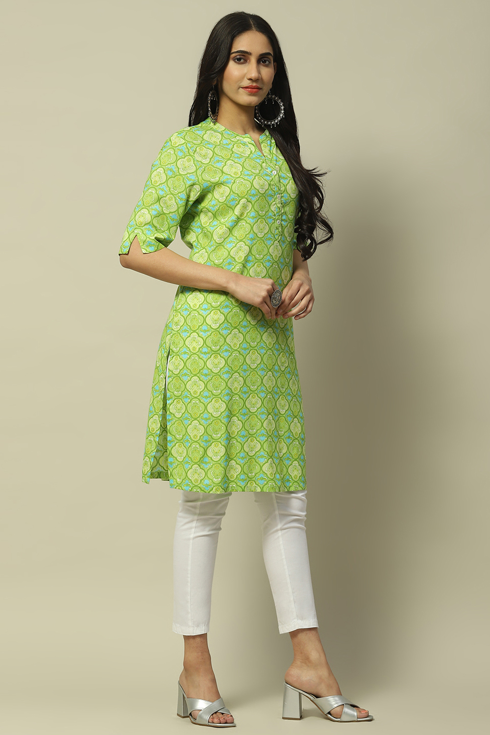 Green Rayon Staight Kurta image number 4