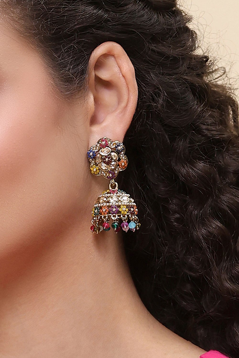 Multicolor Alloy Jhumka image number 1
