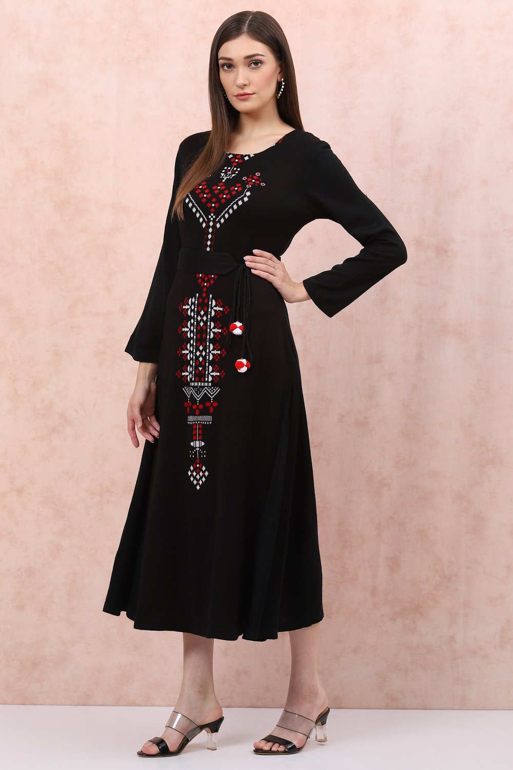 Black Acrylic Kalidar Kurta image number 2