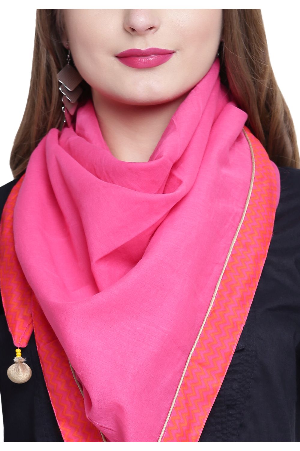 Pink Cotton Scarf image number 4