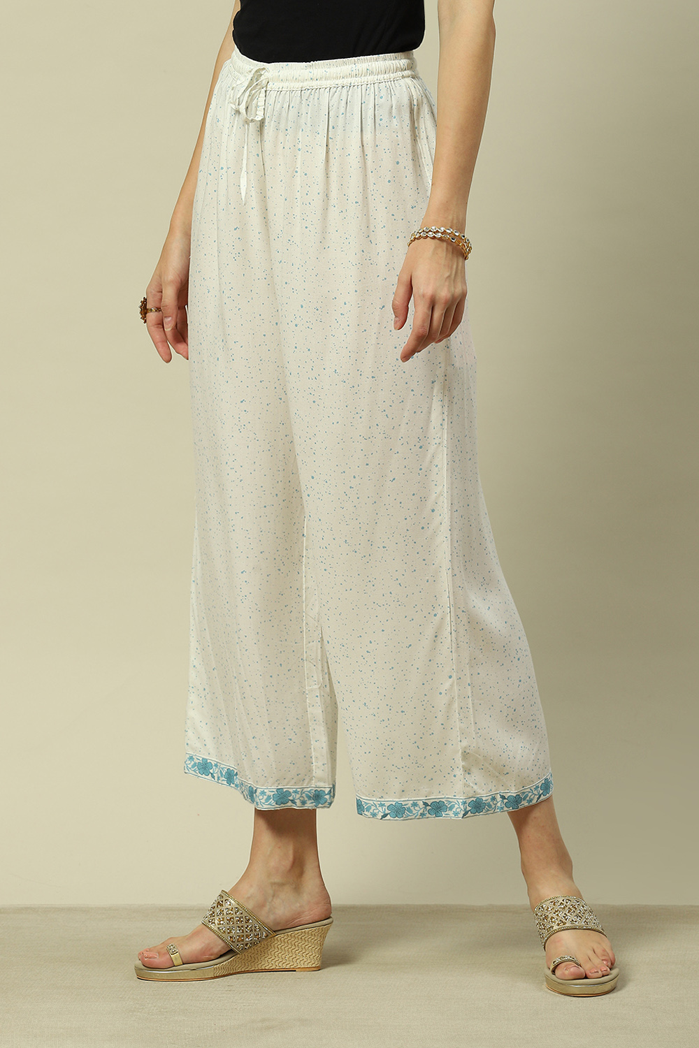 Green LIVA Straight Printed Palazzo image number 2