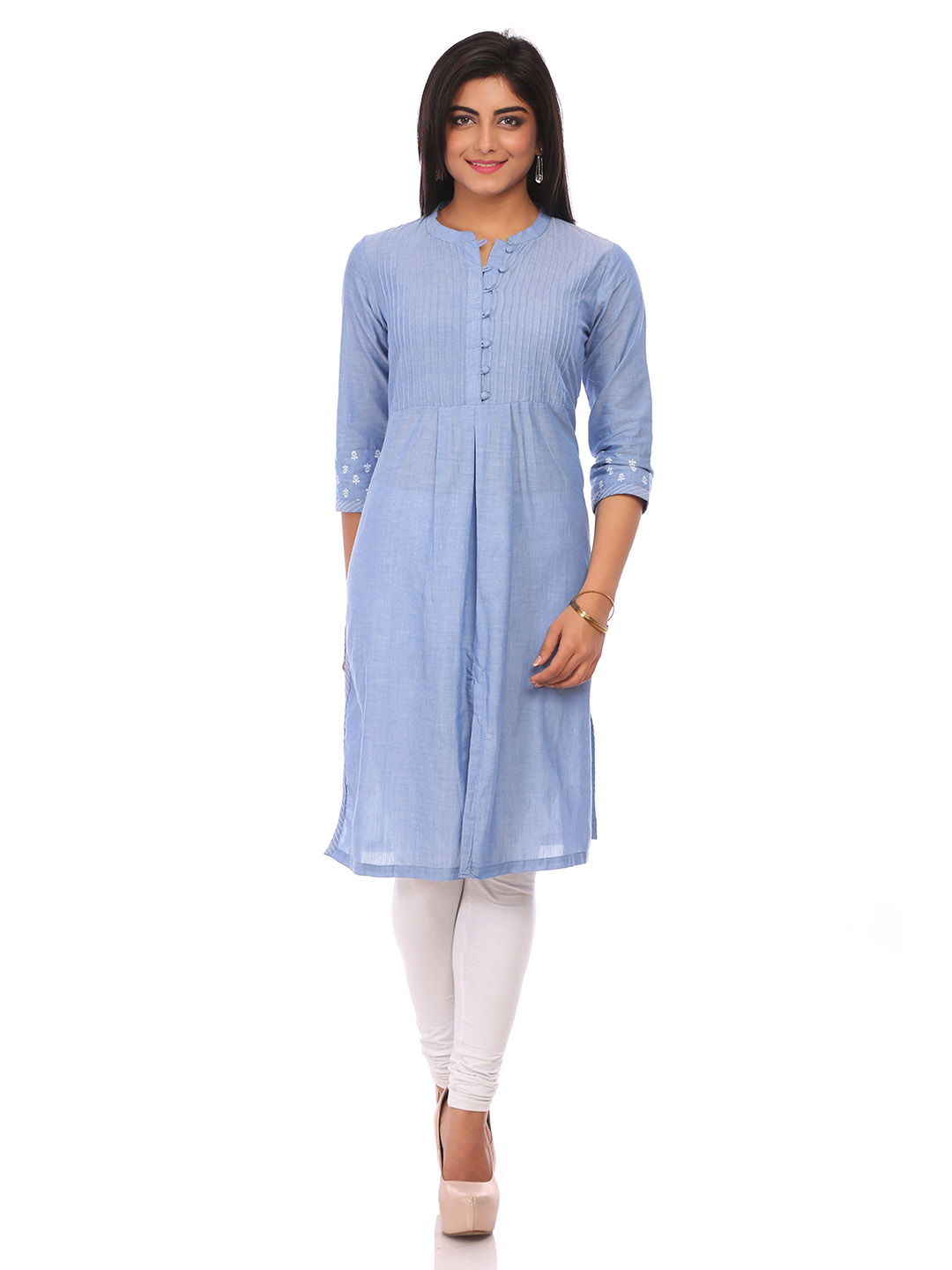 Blue Cotton Straight Kurta image number 0