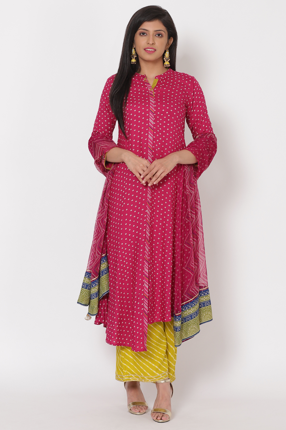 Pink Viscose Rayon A Line Kurta image number 4
