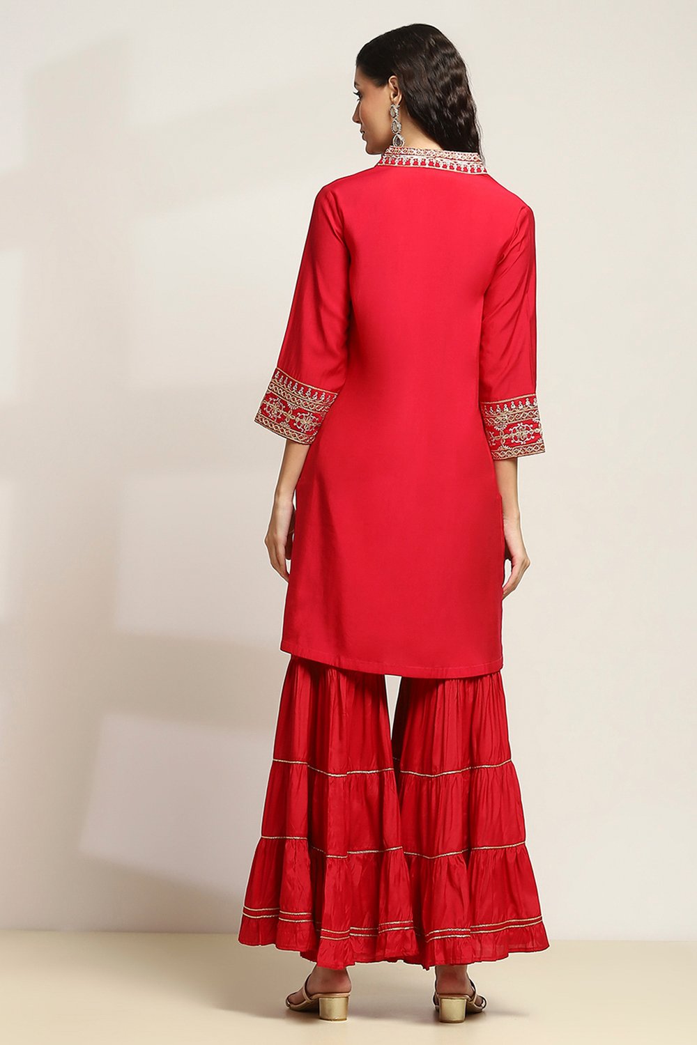 Red Viscose Straight SET image number 4
