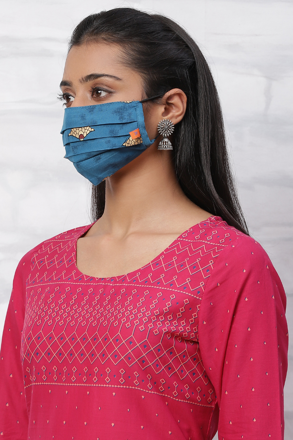 Maroon Viscose Rayon Face Mask image number 1