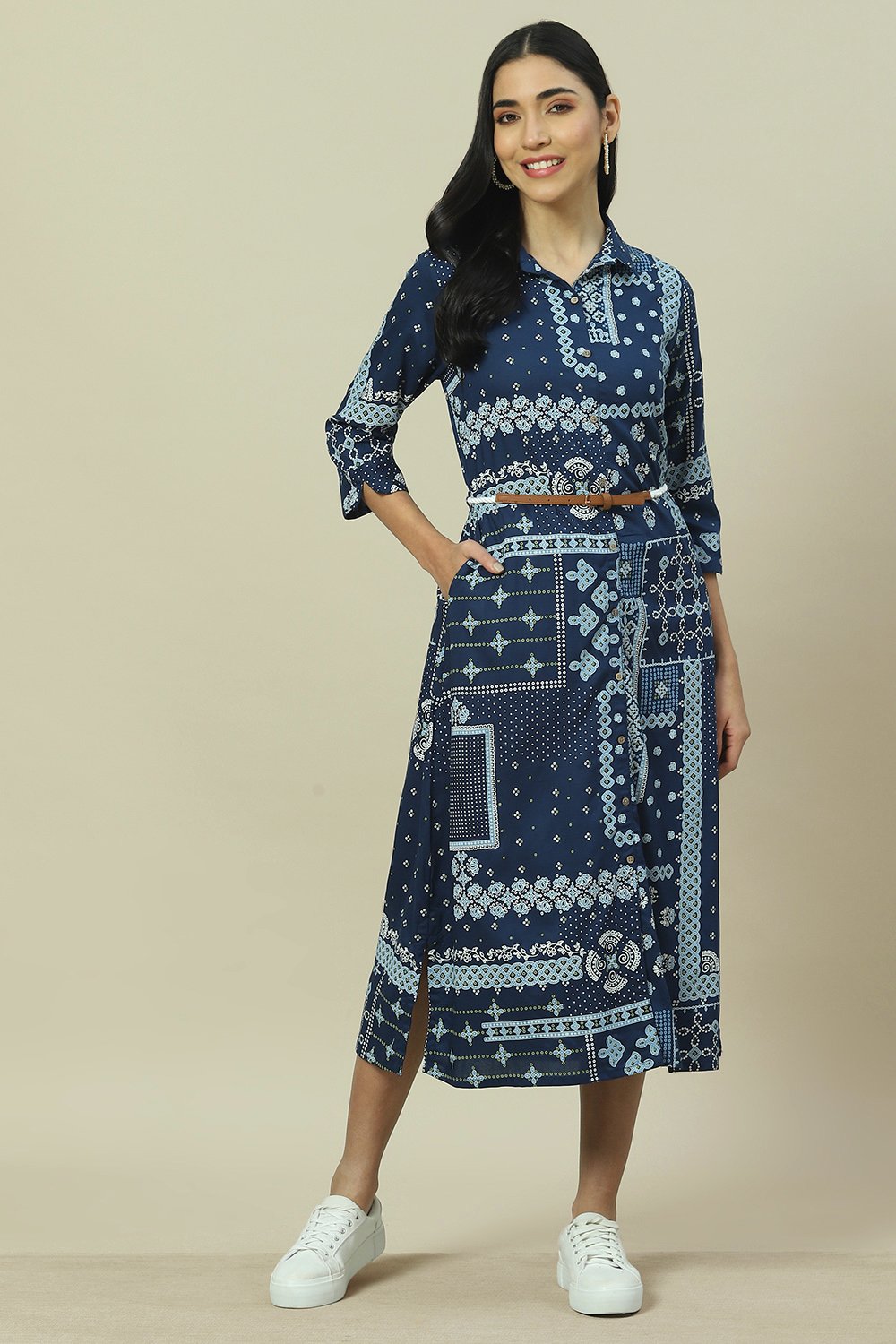 Indigo LIVA Straight Dress image number 5