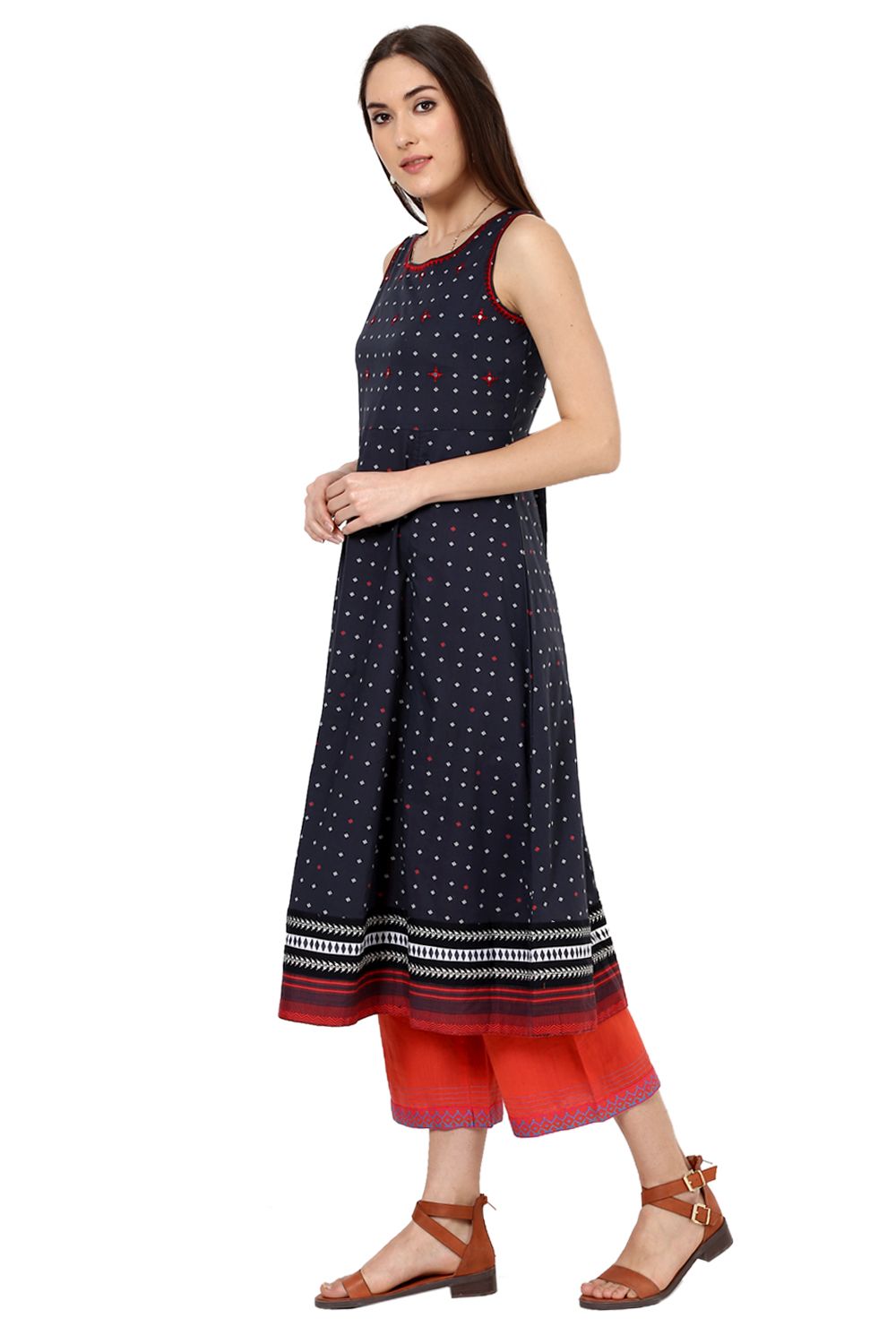 Black Kalidar Cotton Kurta image number 2
