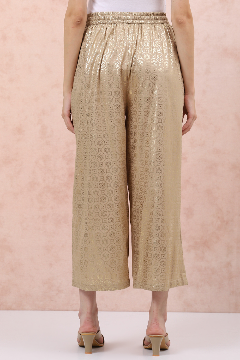 Golden LIVA Palazzo Pants image number 4