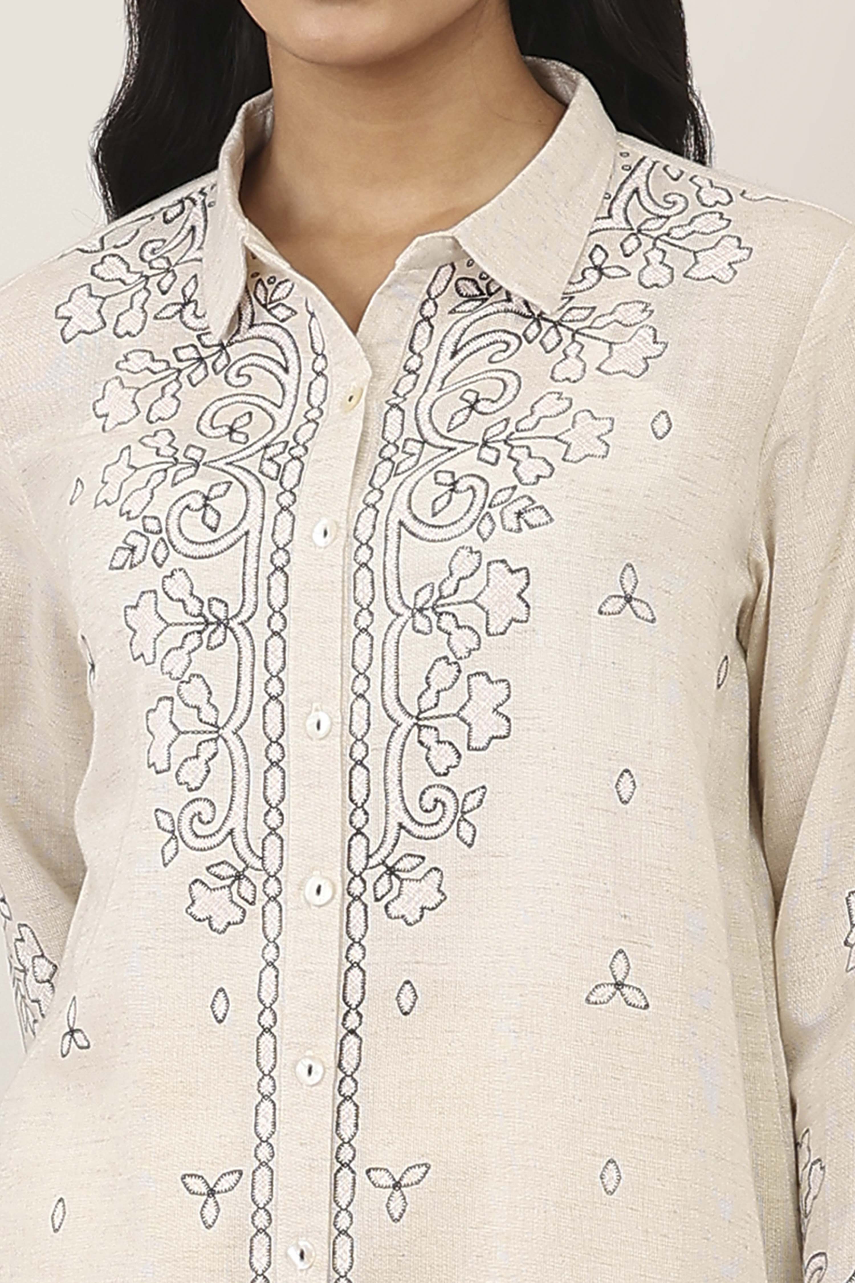 White Cotton Blend Cotton Flex Kurta Pants Set image number 1