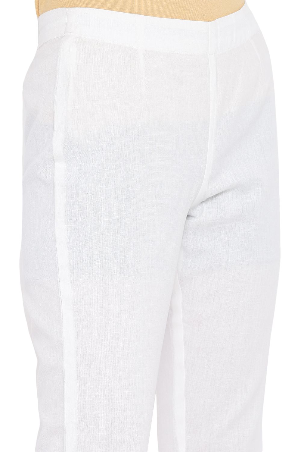 White Cotton Flex Slim Pants image number 1